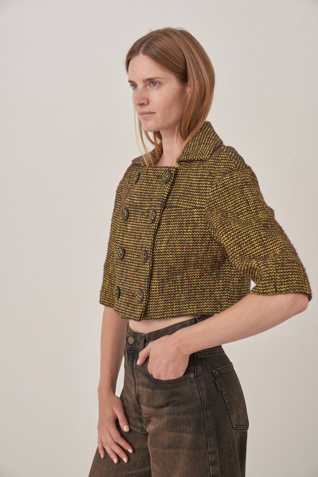 Chanel Tweed Double-Breasted Cropped Coat