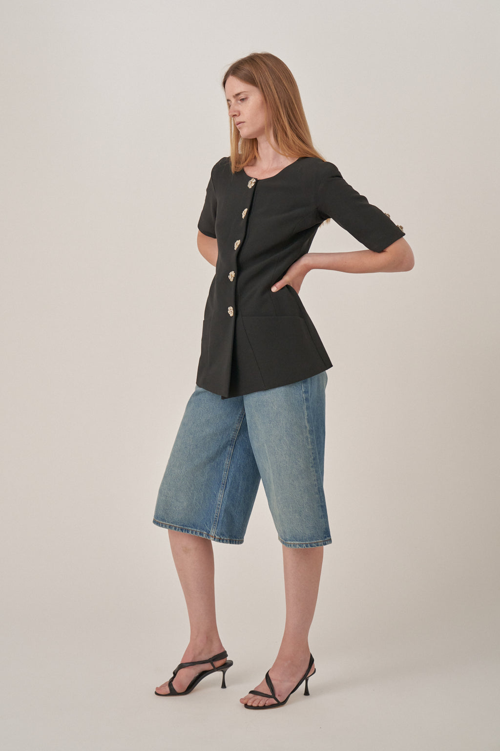 Karl Lagerfeld Black Jacket with Flower Fastenings