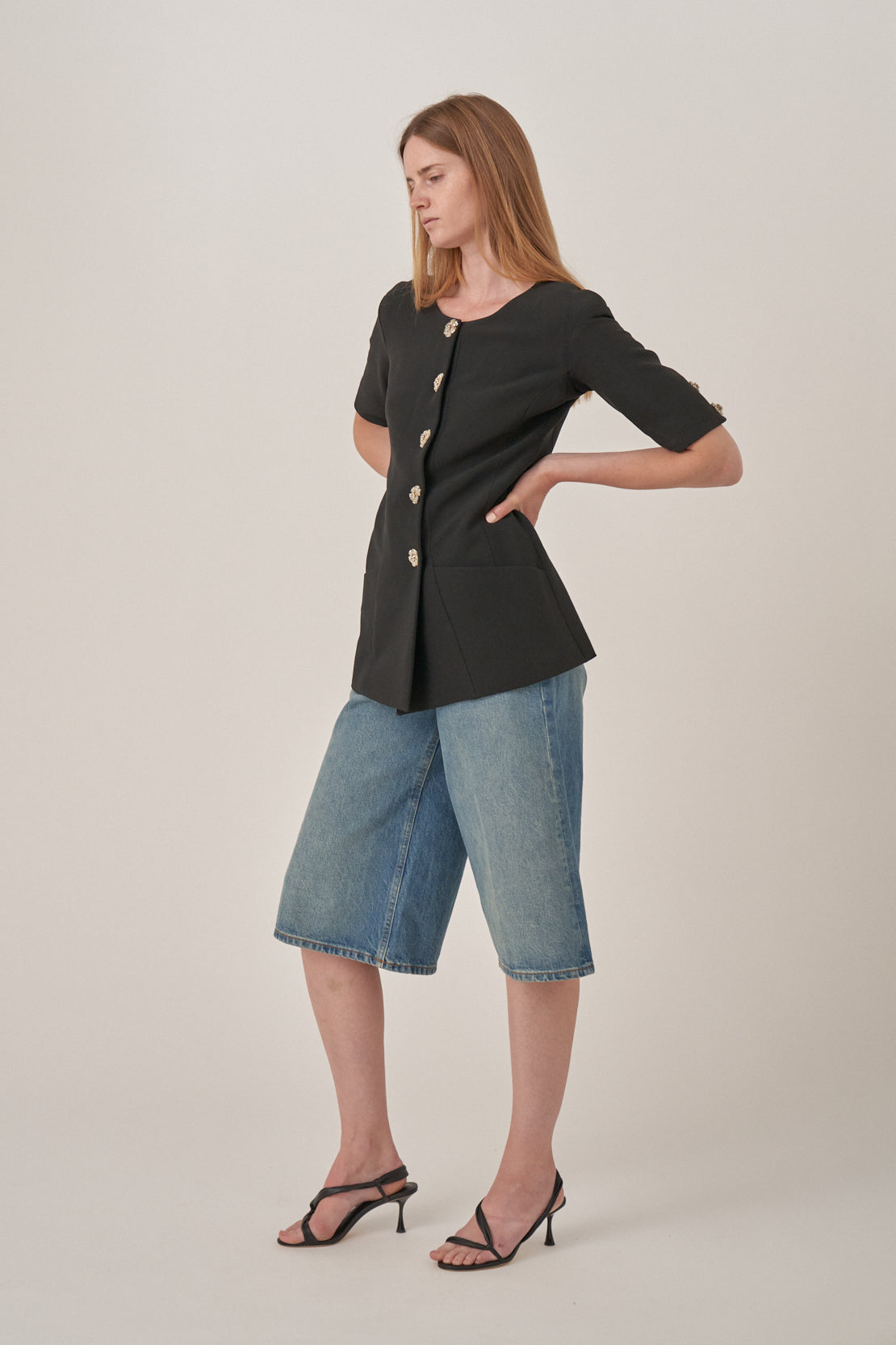 Karl Lagerfeld Black Jacket with Flower Fastenings
