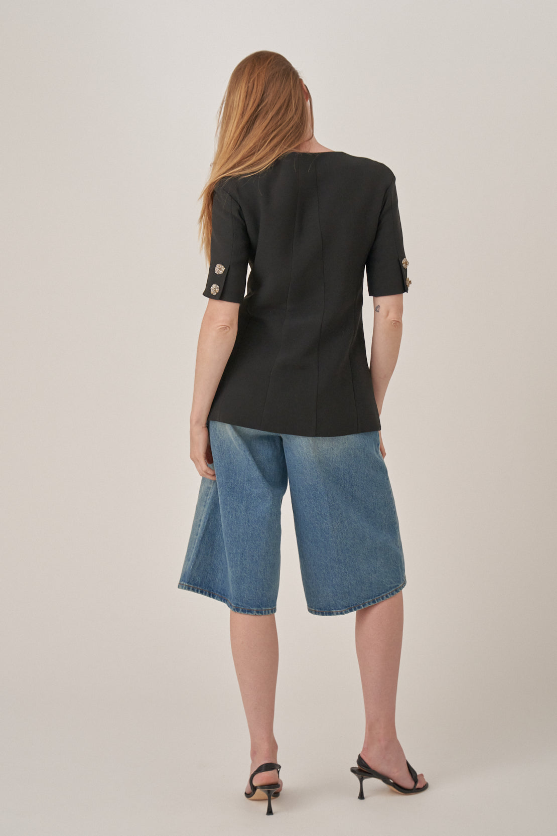 Karl Lagerfeld Black Jacket with Flower Fastenings