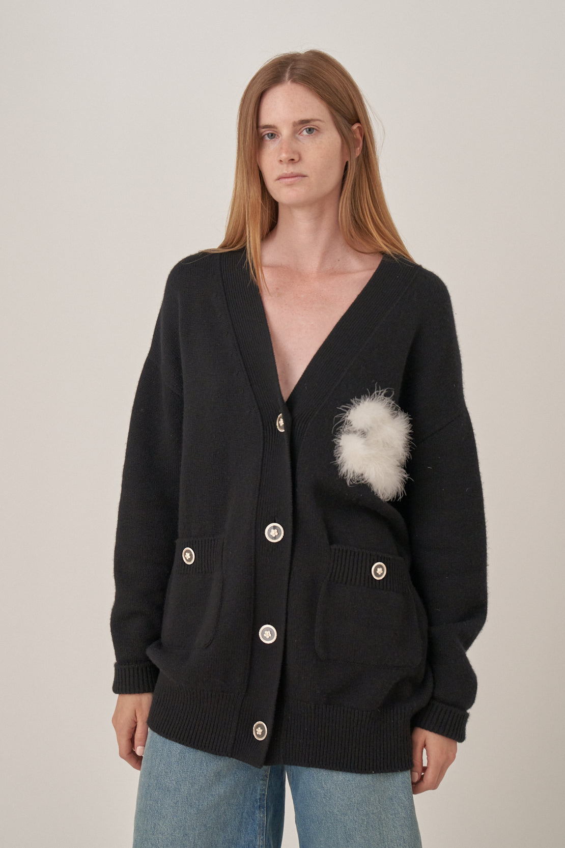 Chanel Cashmere Cardigan with Feather Logo Detail