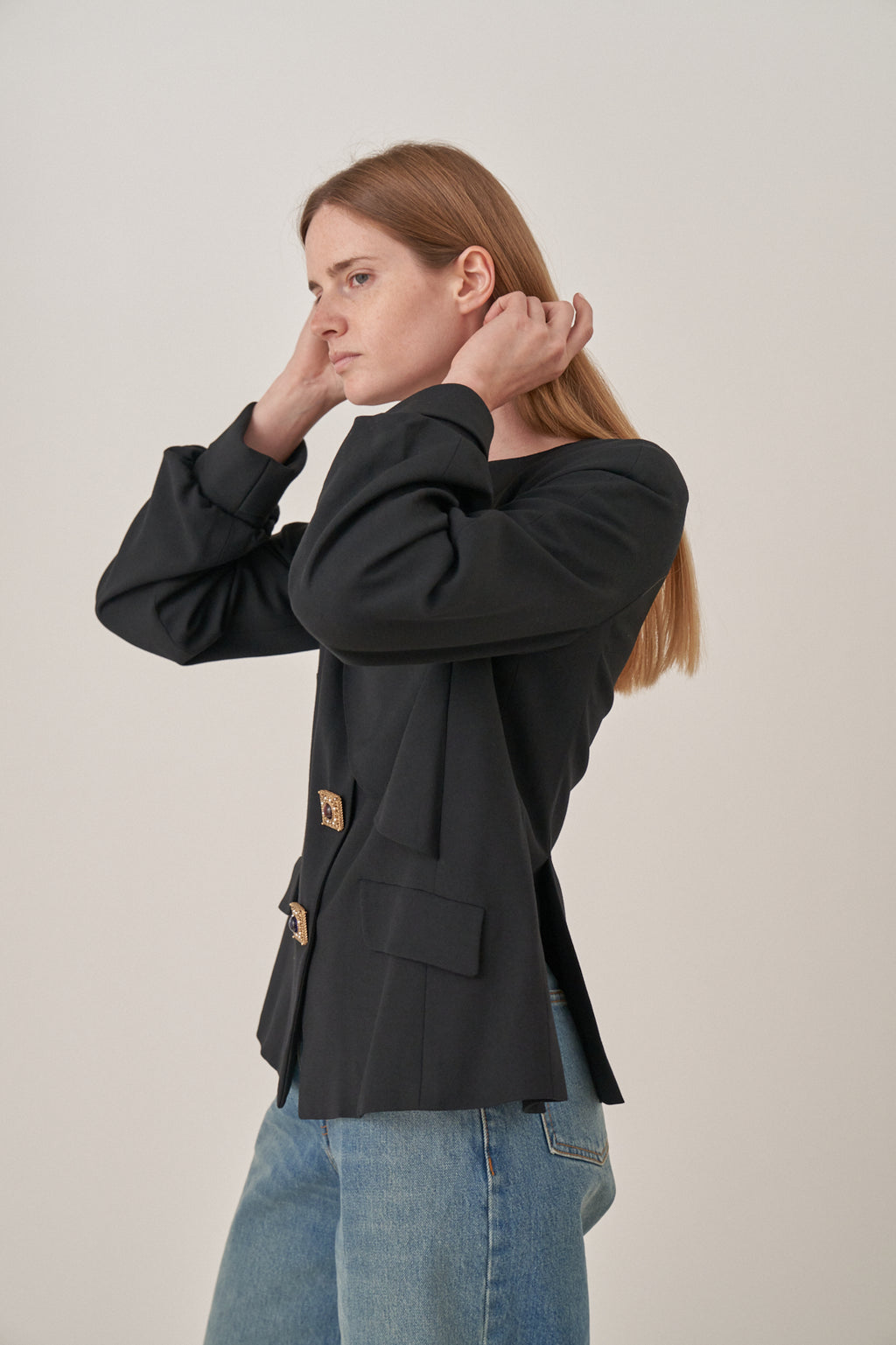 Chanel Draped Blouse with Gem Fastenings