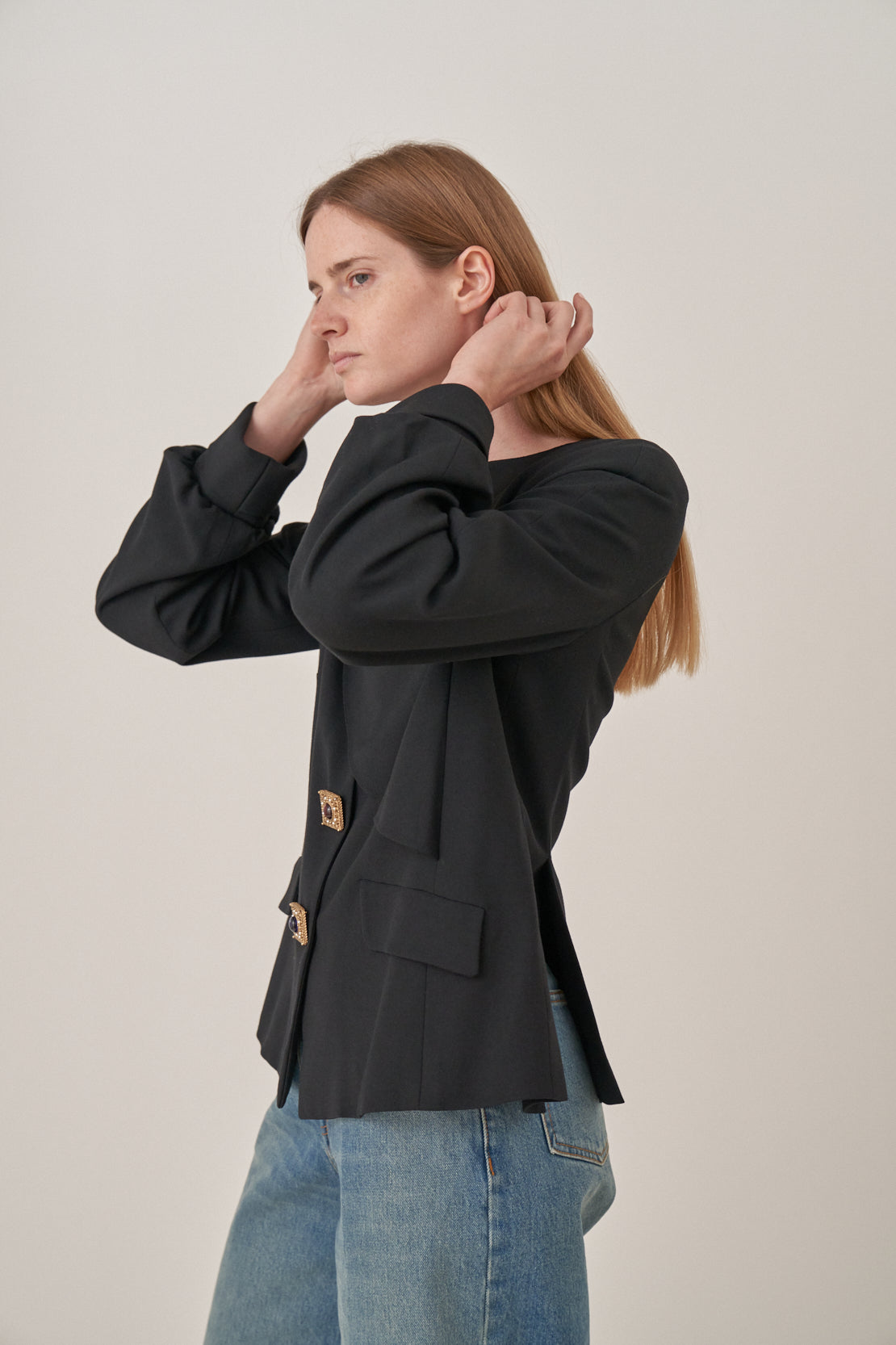 Chanel Draped Blouse with Gem Fastenings