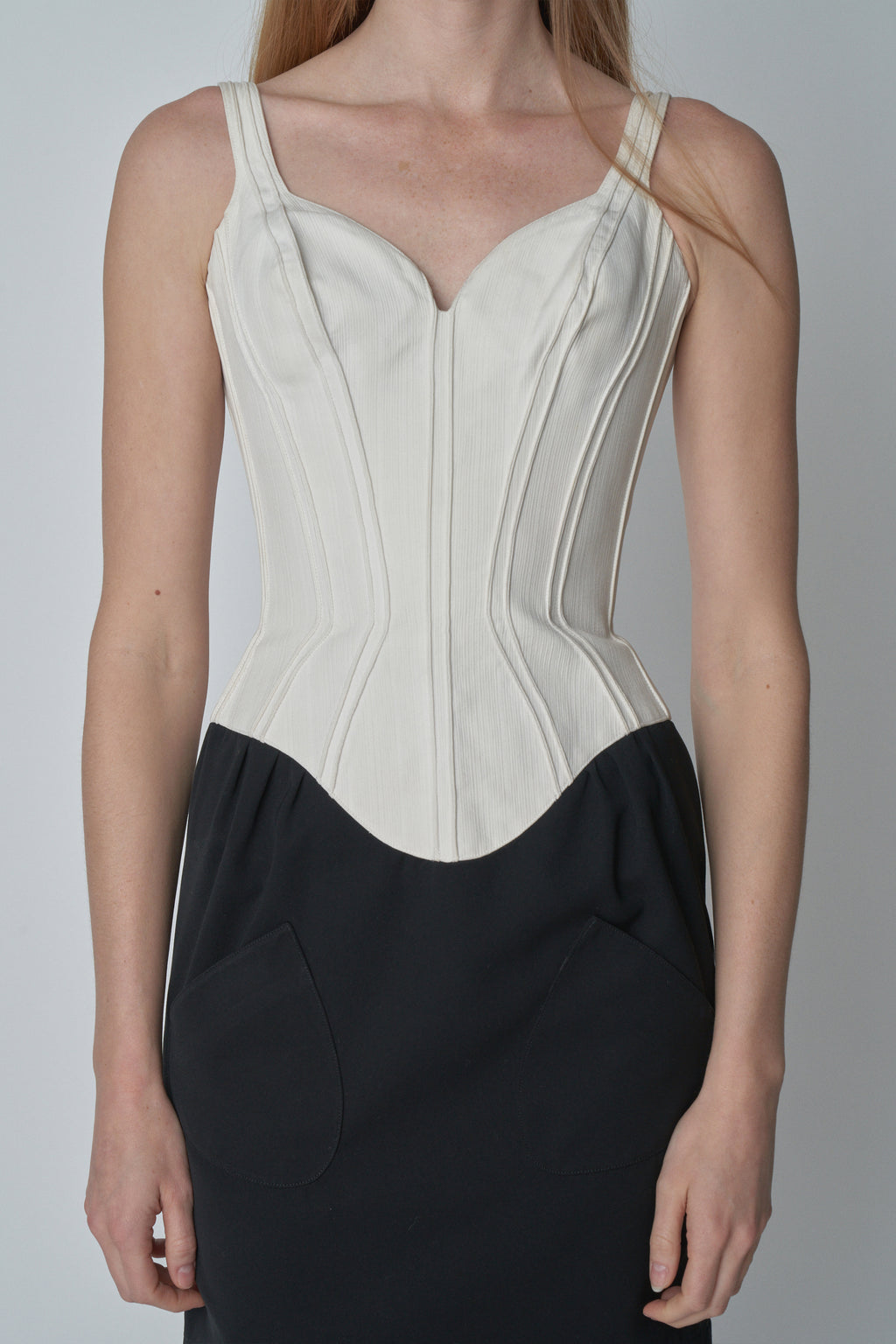 Thierry Mugler Black and White Corset Dress