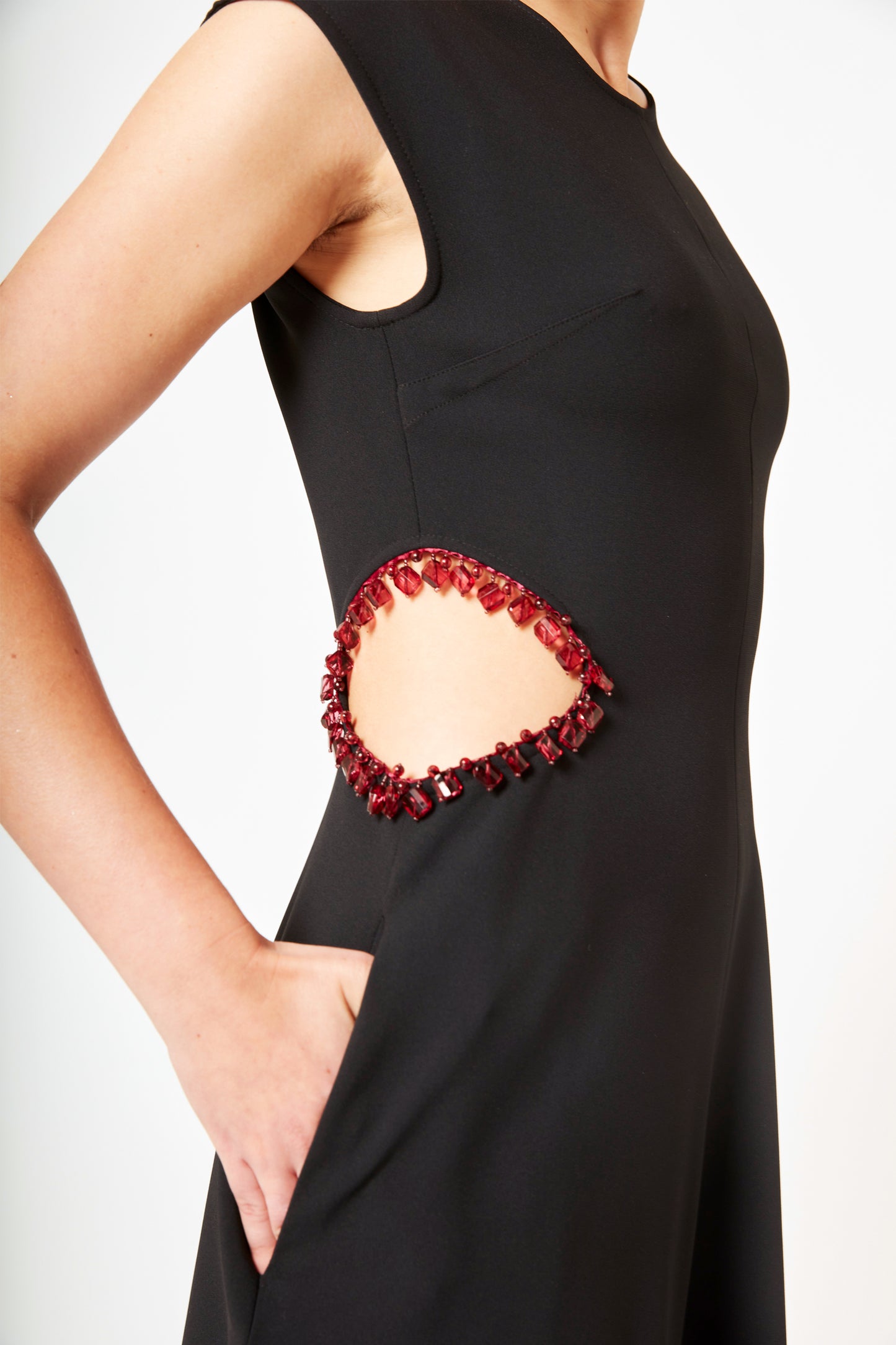 Midi Dress with Jewel Cutout
