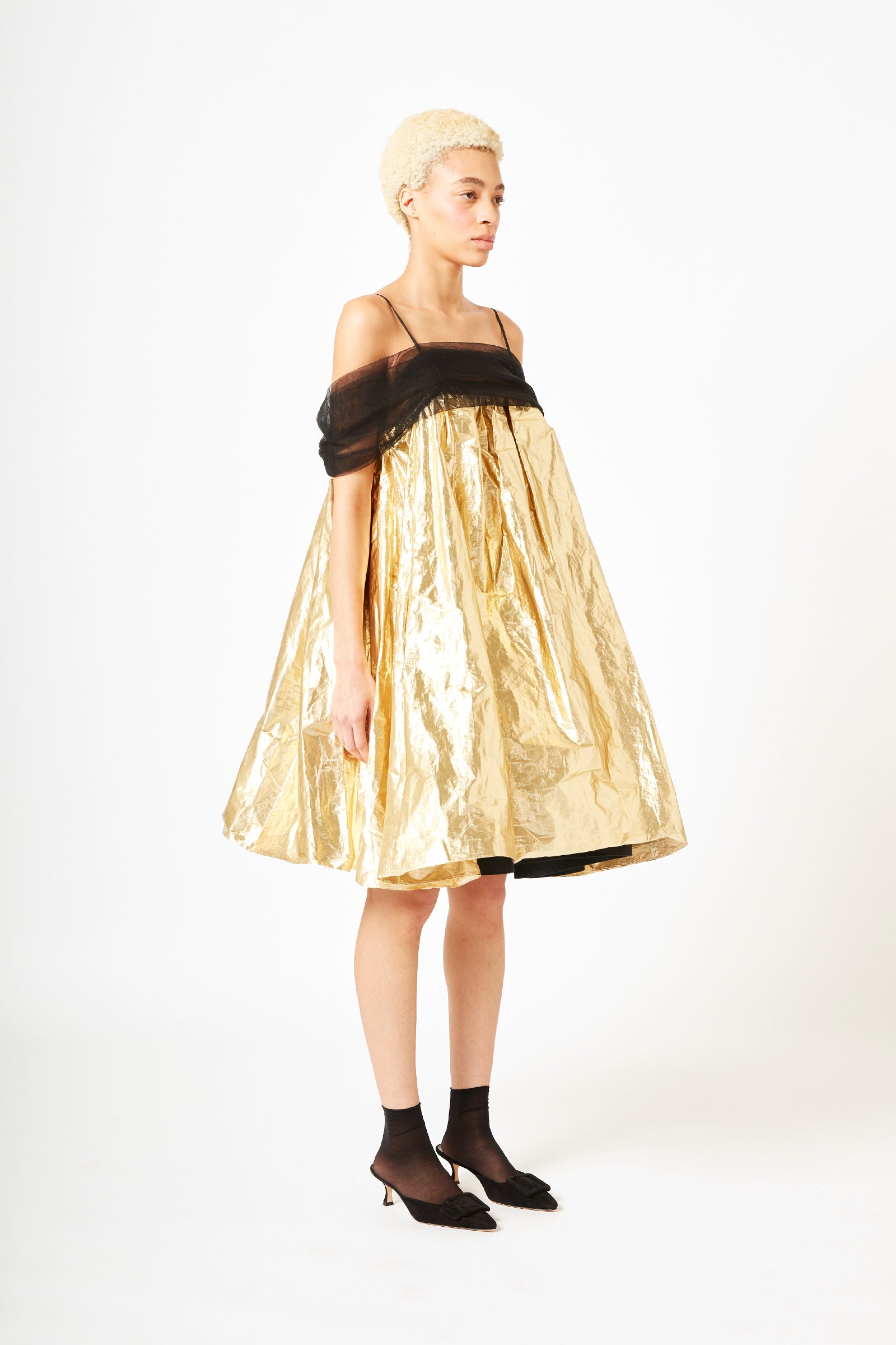 Metallic fashion a line dress