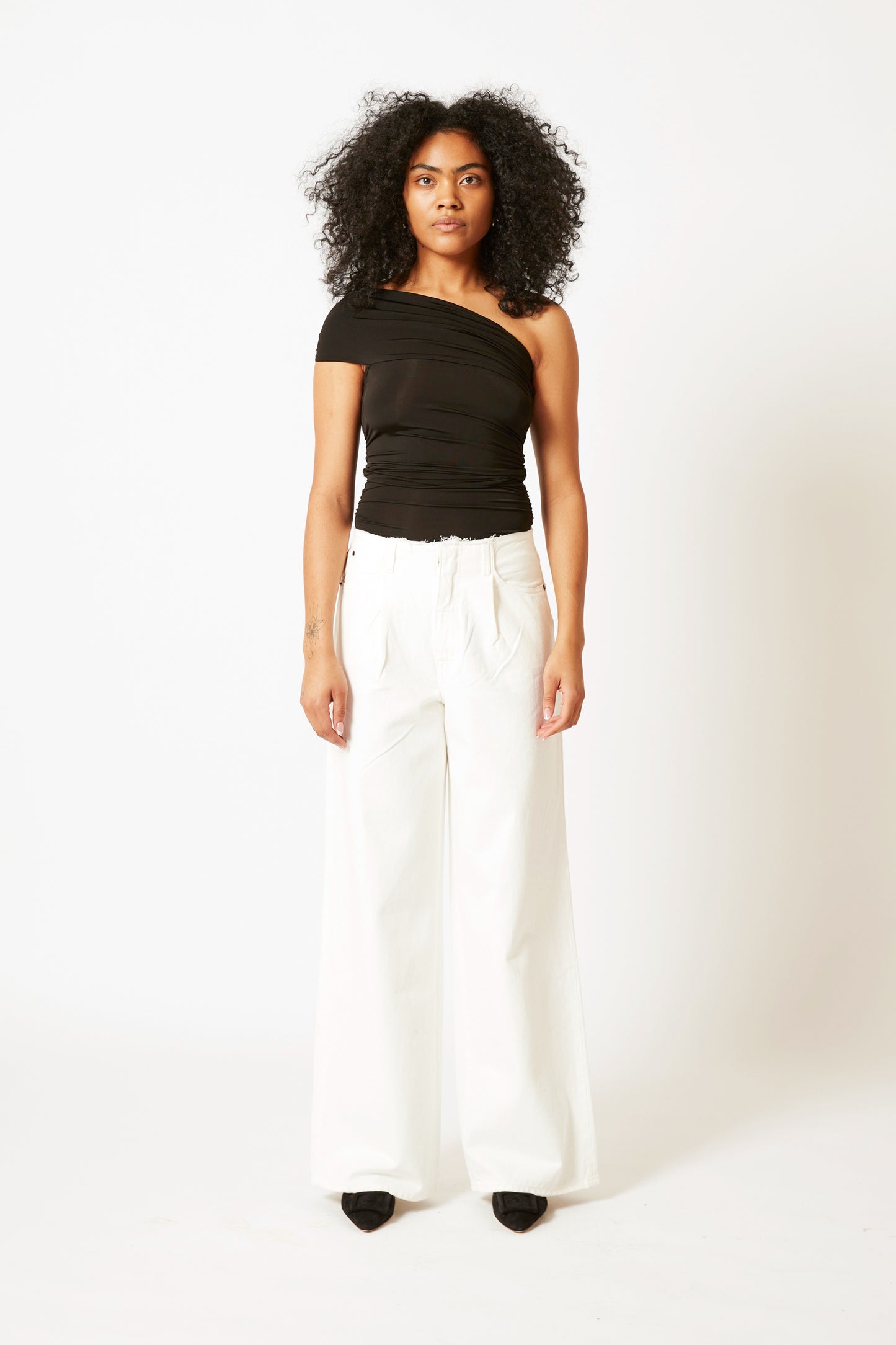 Taylor Wide Pleat Jeans - White