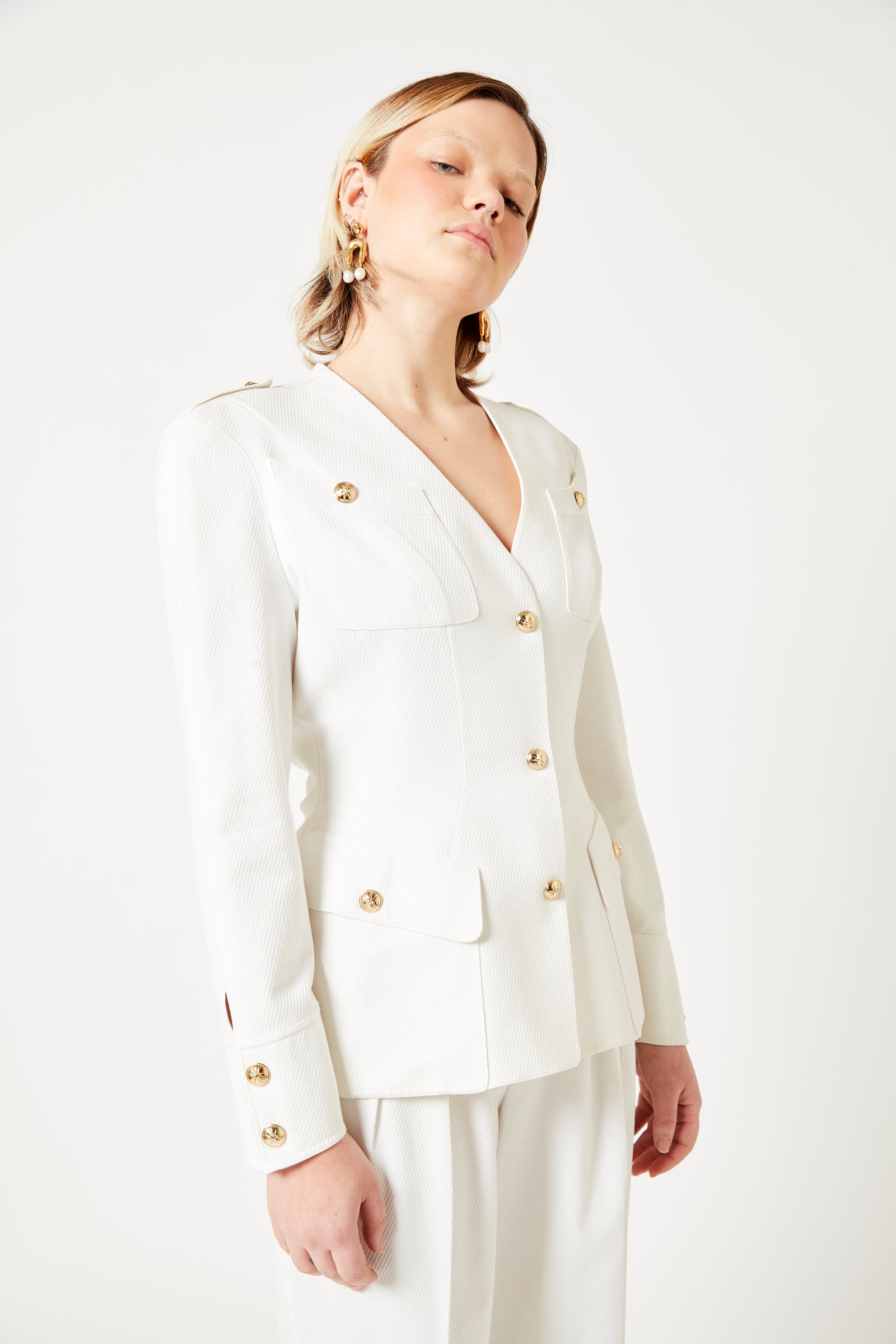 Thierry Mugler White Backless Pantsuit
