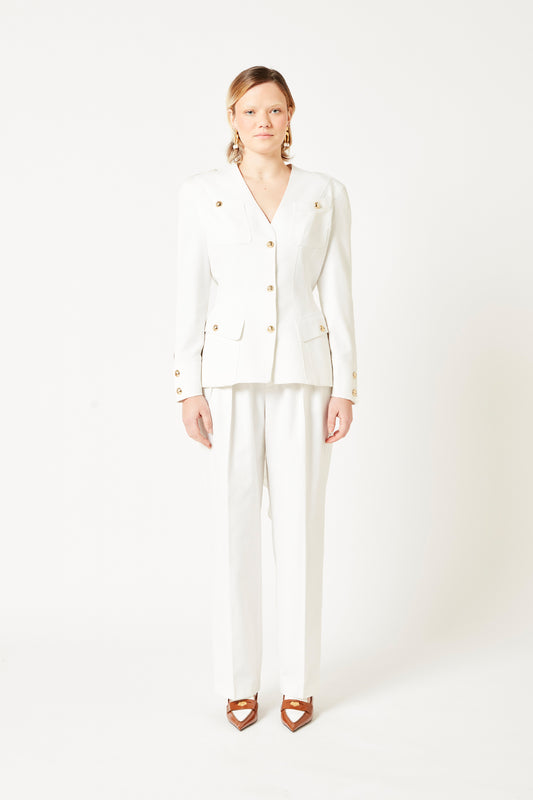 Thierry Mugler White Backless Pantsuit