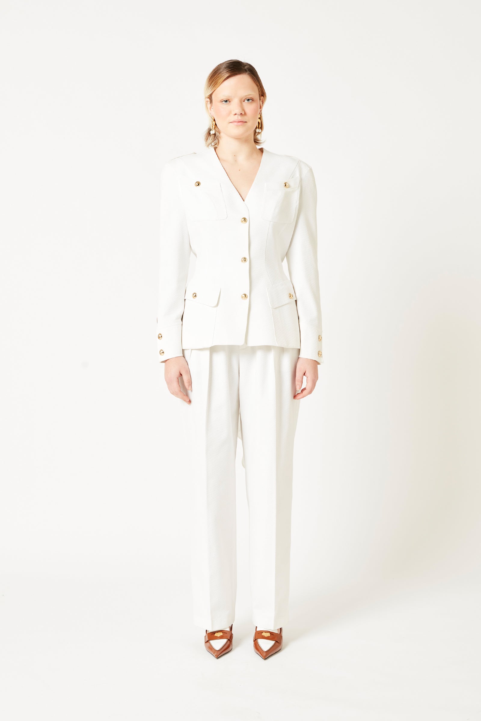 Thierry Mugler White Backless Pantsuit