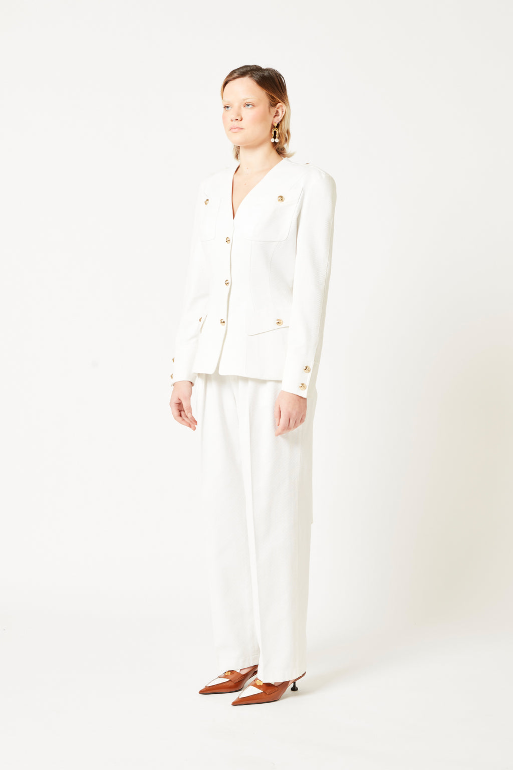 Thierry Mugler White Backless Pantsuit