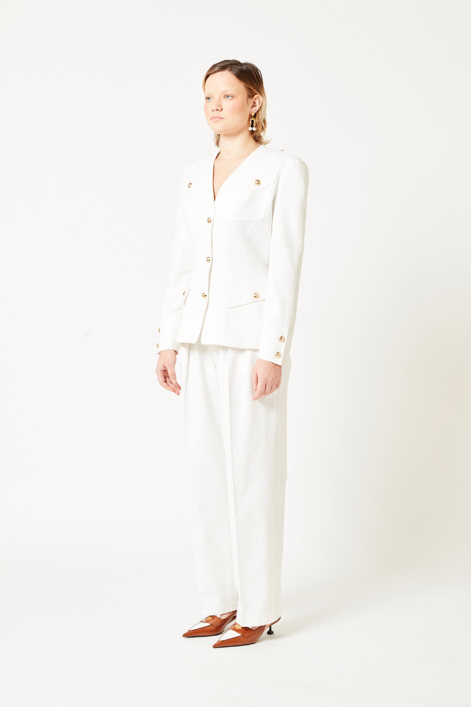 Thierry Mugler White Backless Pantsuit