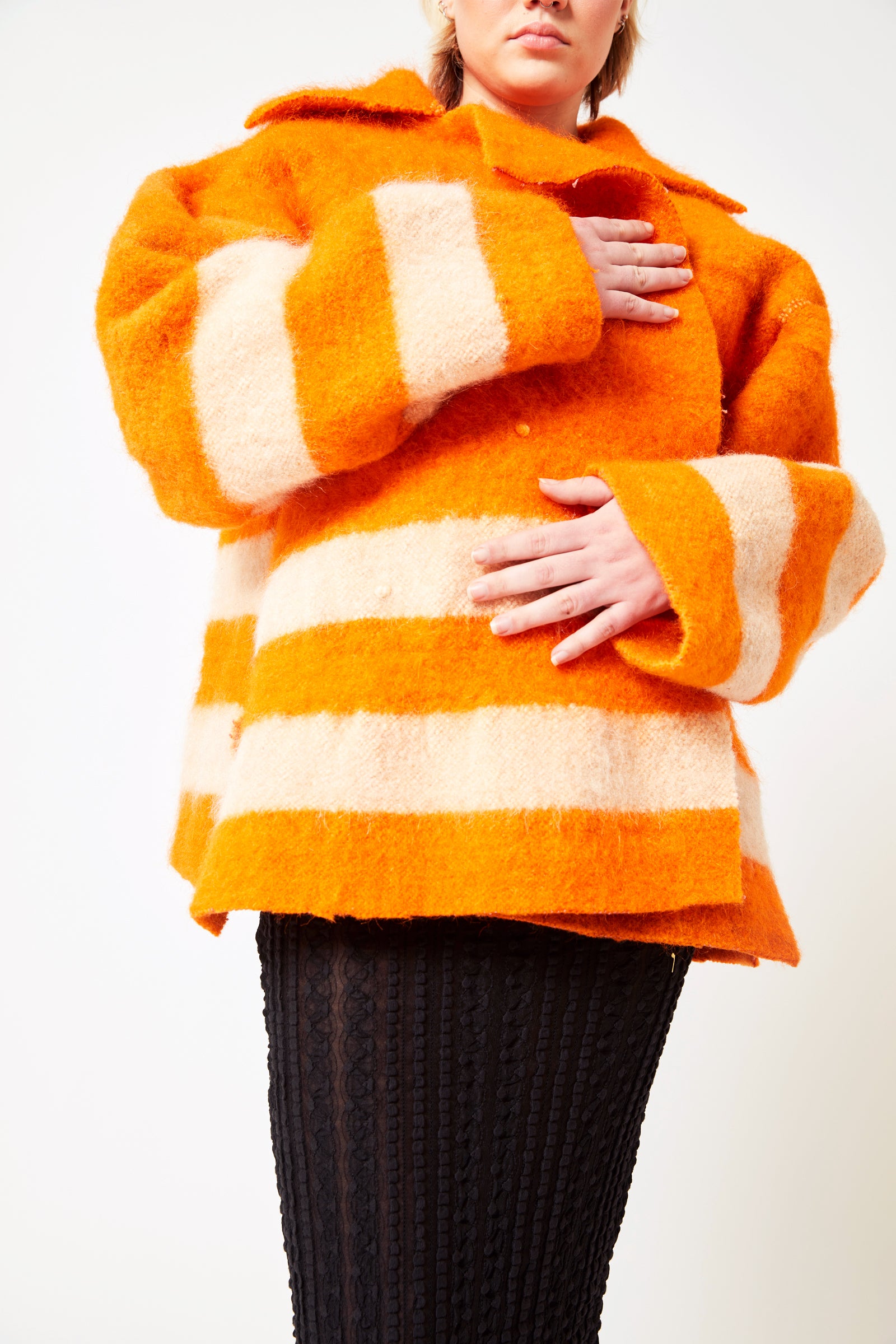 UNSUNG WEAVERS Striped Orange Coat – Absolutely Fabrics