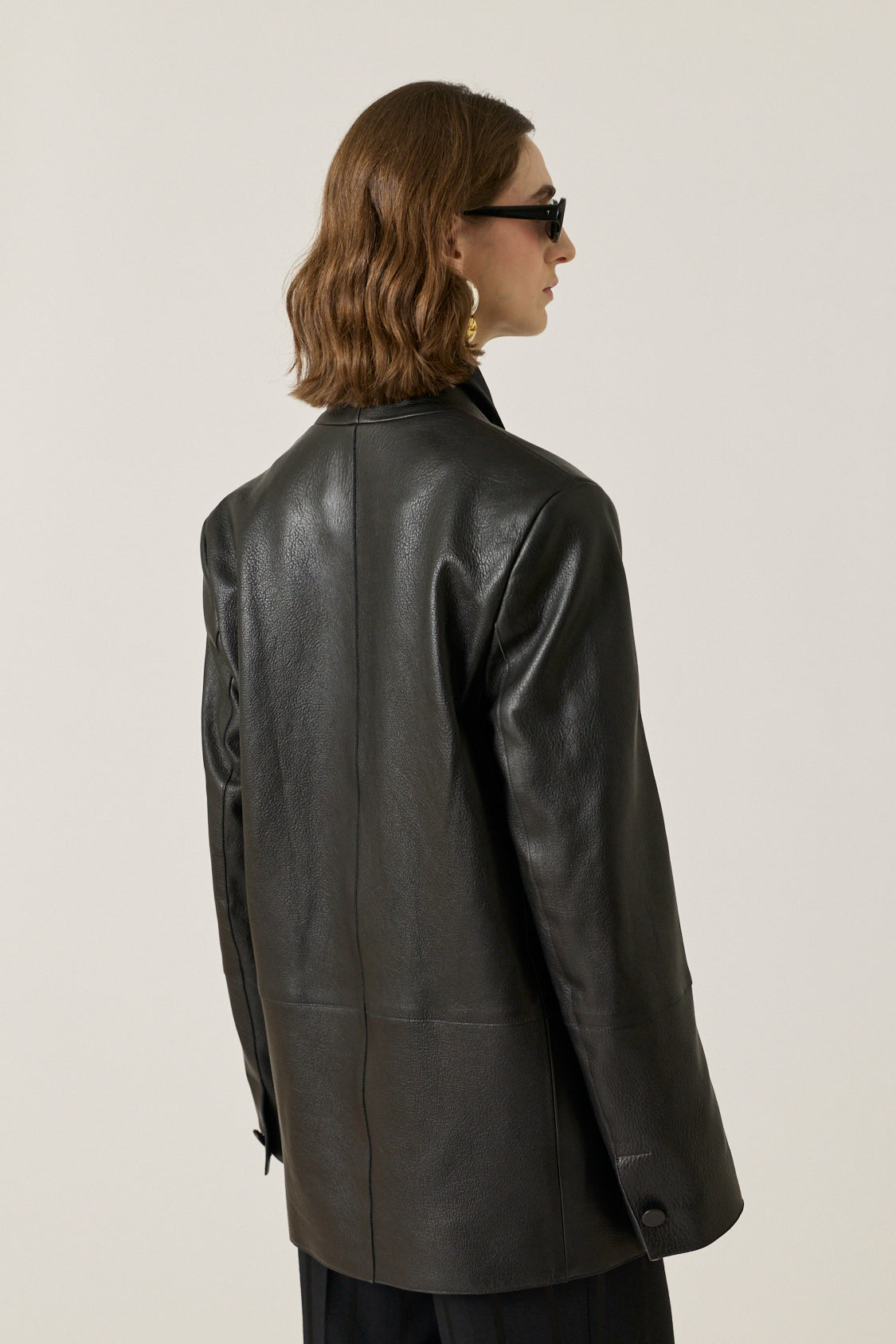 Lilith Leather Collarless Blazer