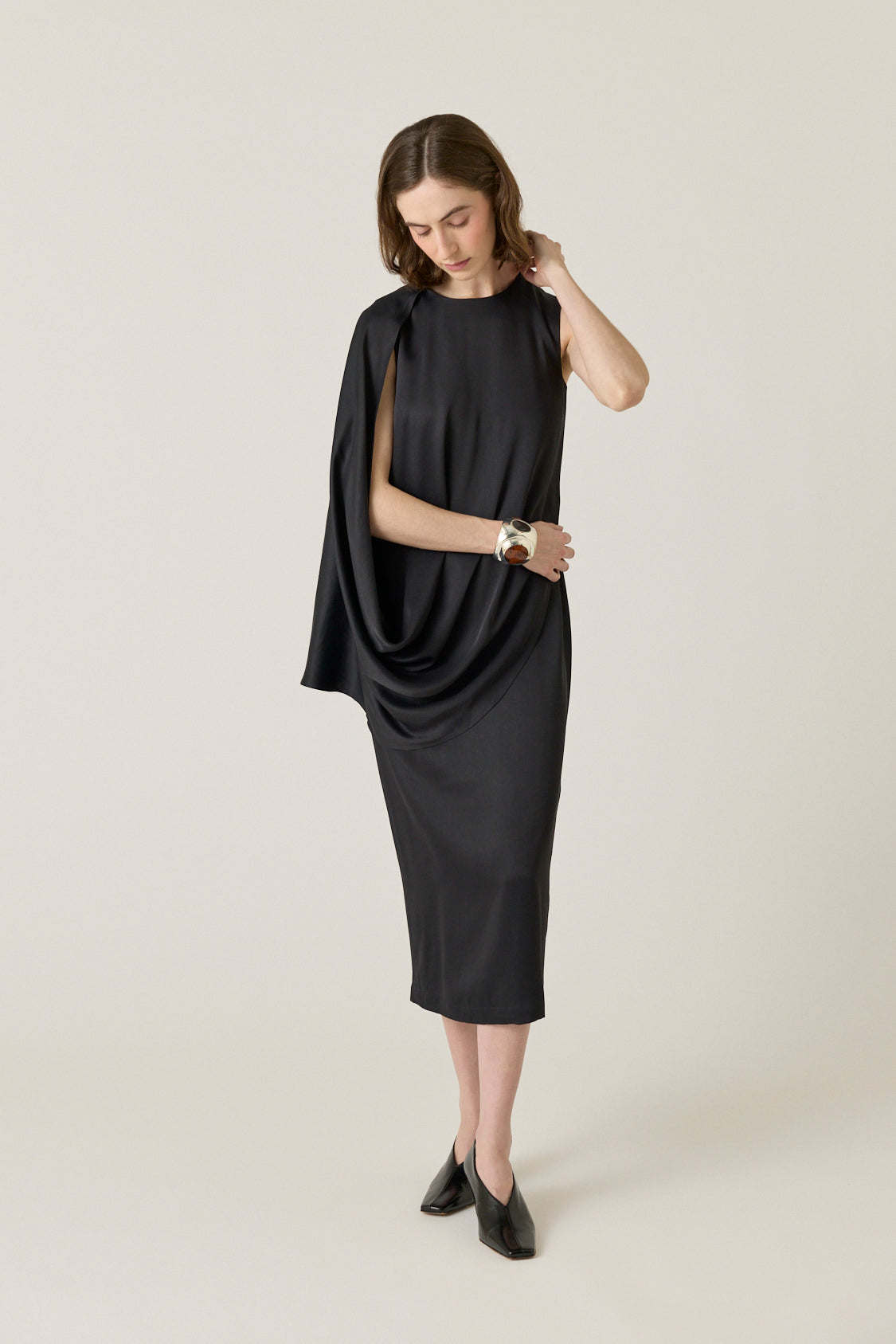 Lune Asymmetrical Satin Dress