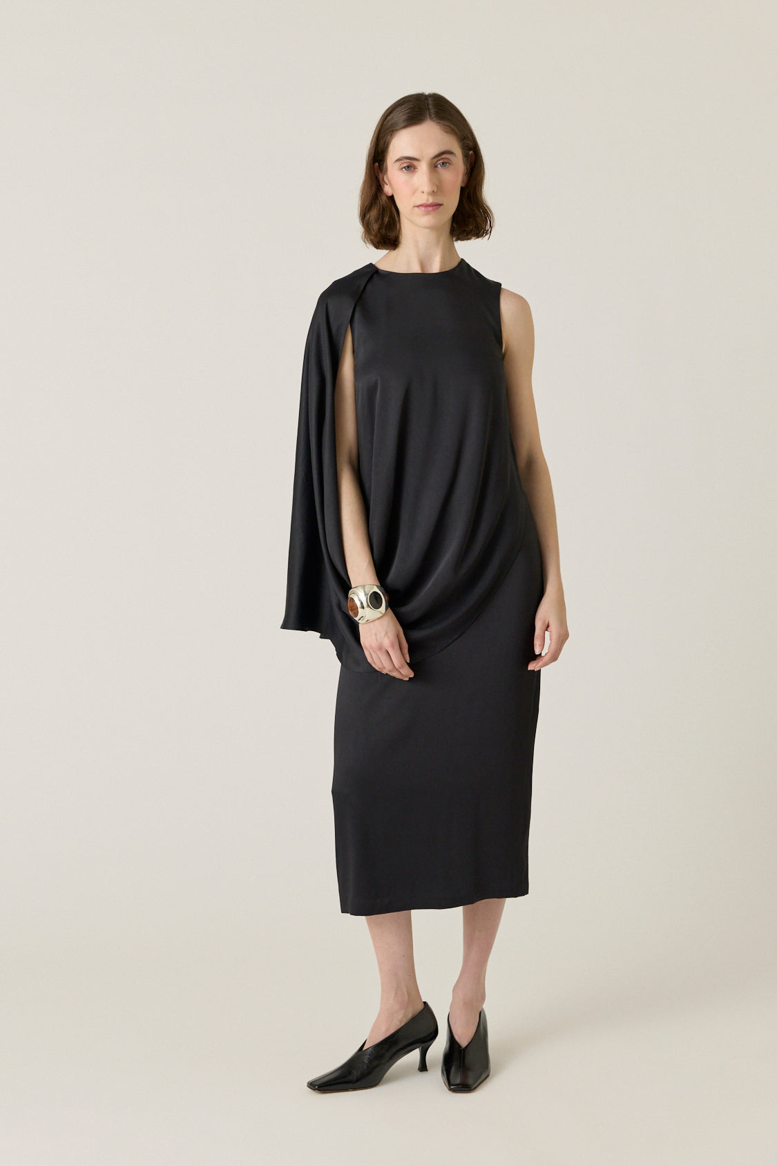 Lune Asymmetrical Satin Dress