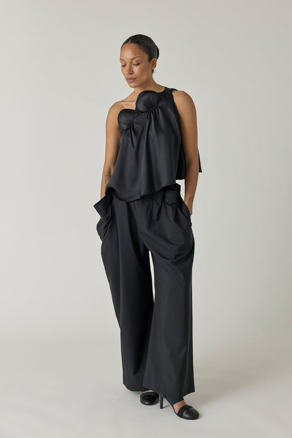 Asymmetrical Falling Bustier Top