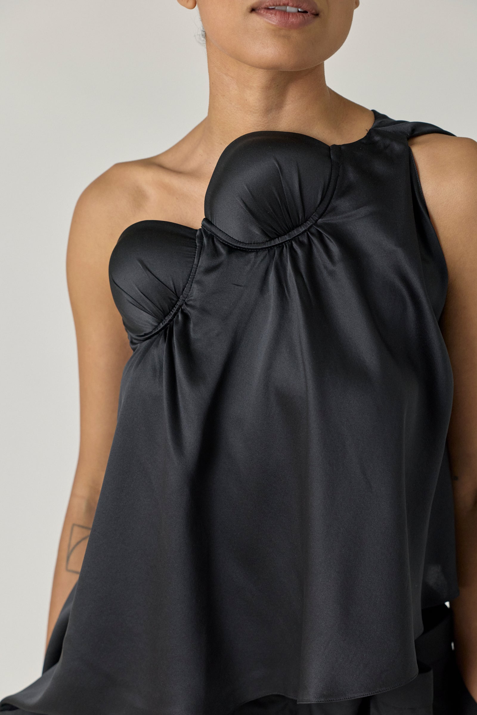 Asymmetrical Falling Bustier Top