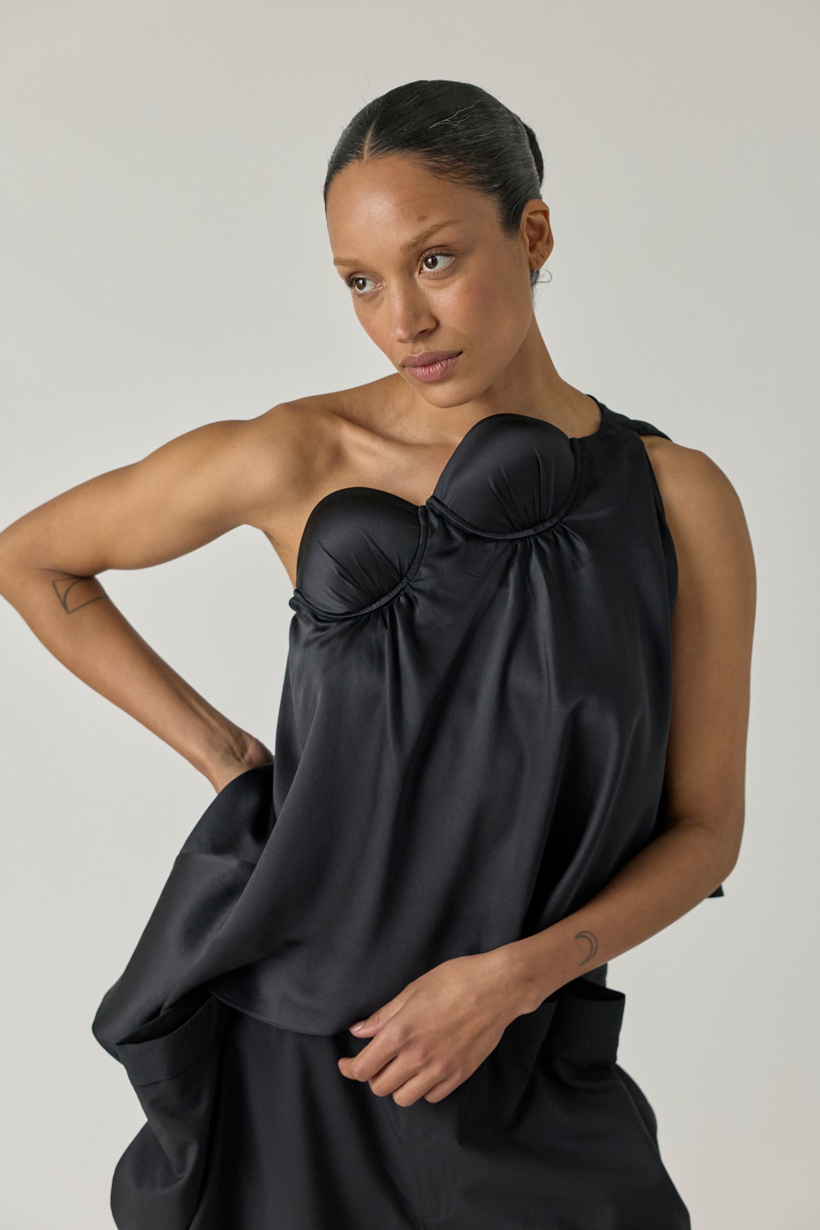 Asymmetrical Falling Bustier Top