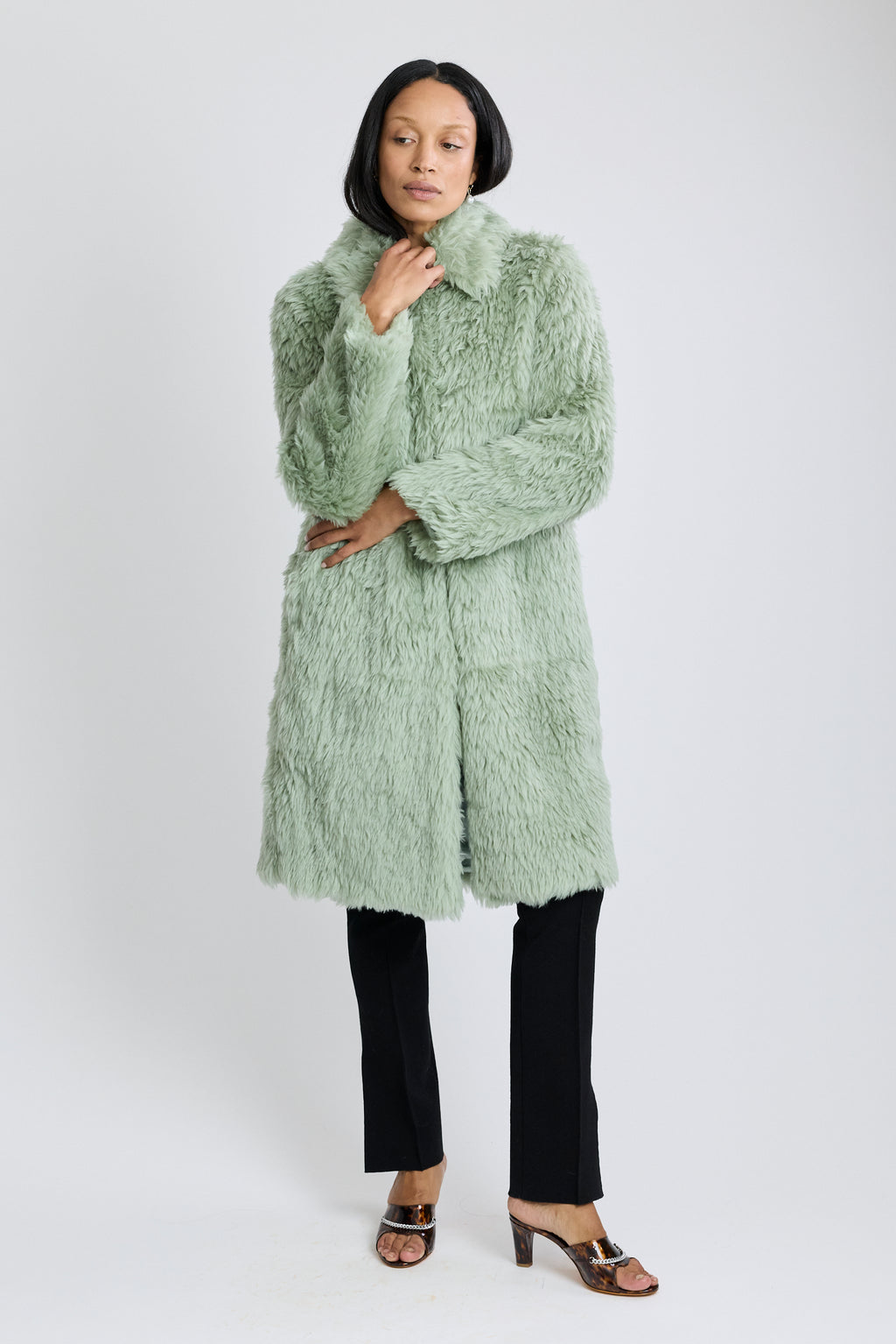 Fur Balmacaan Coat
