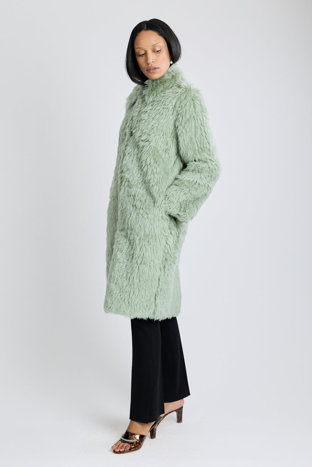 Fur Balmacaan Coat