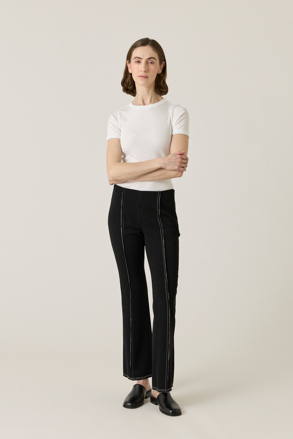 Cade Kick Flare Pant with Raw Edge Chiffon Detail