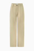 Banding Detail Wide Cotton Pants
