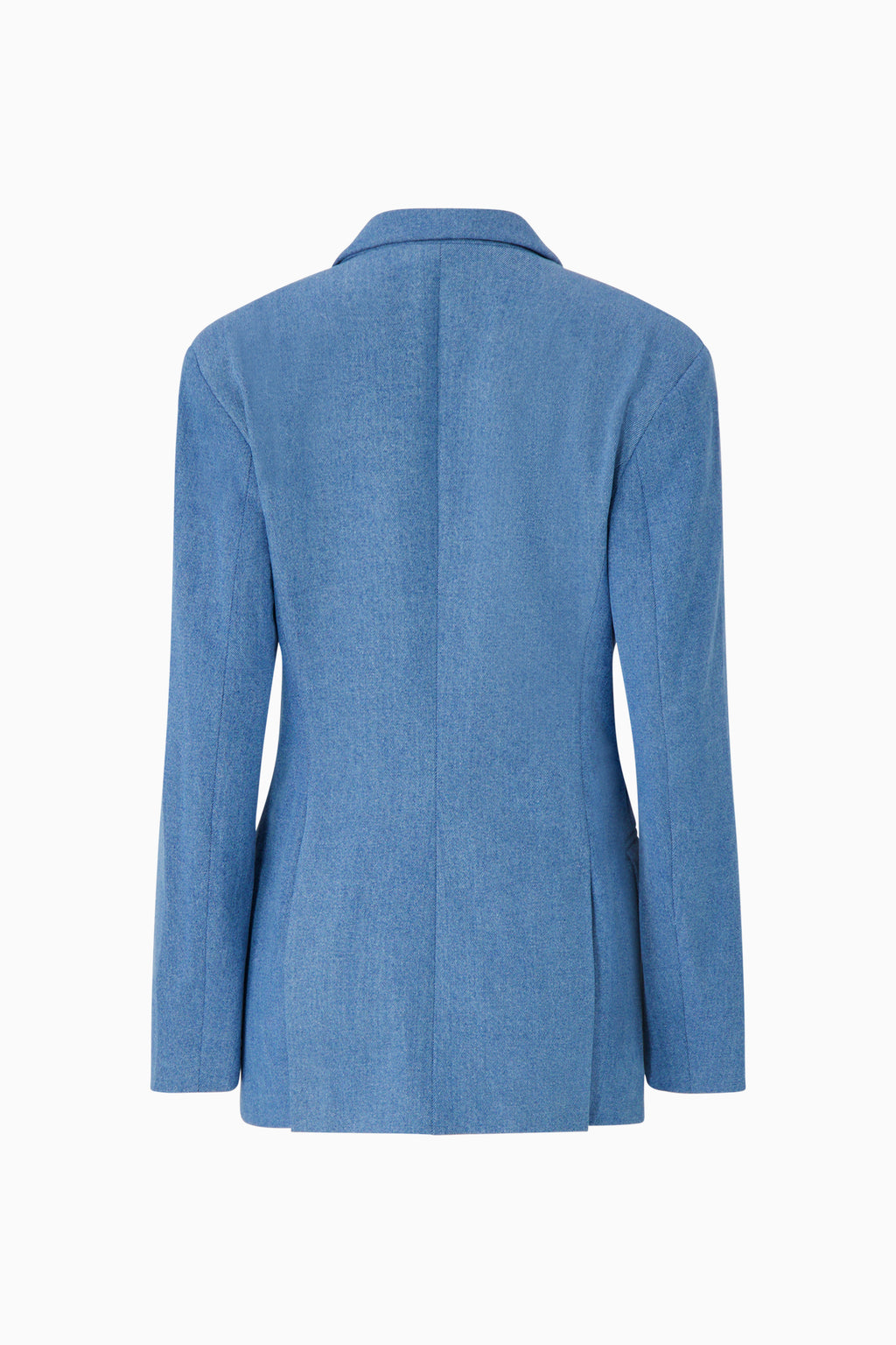 Back view of Bettter denim hourglass blazer.