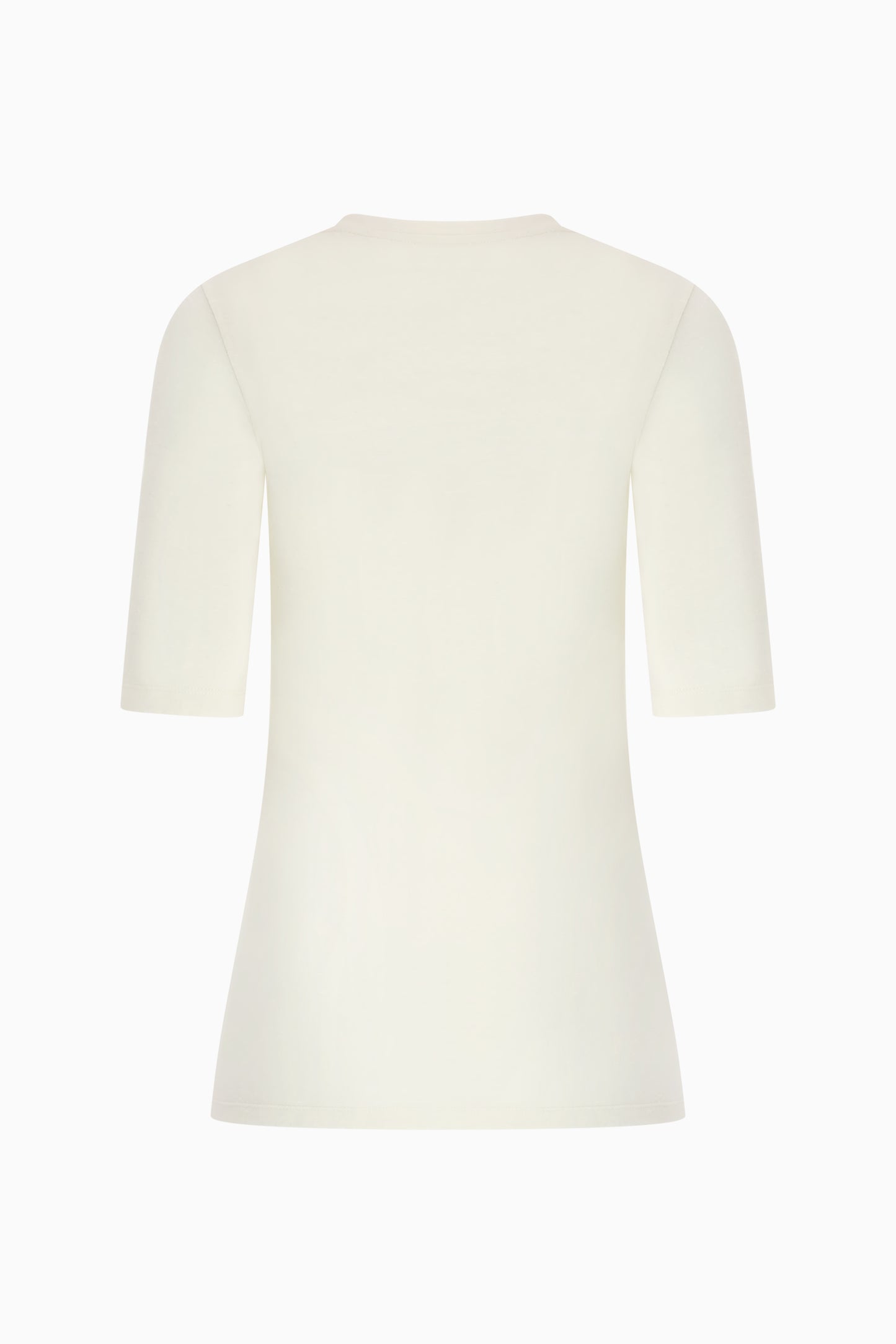 White t-shirt with short sleeves on a white background