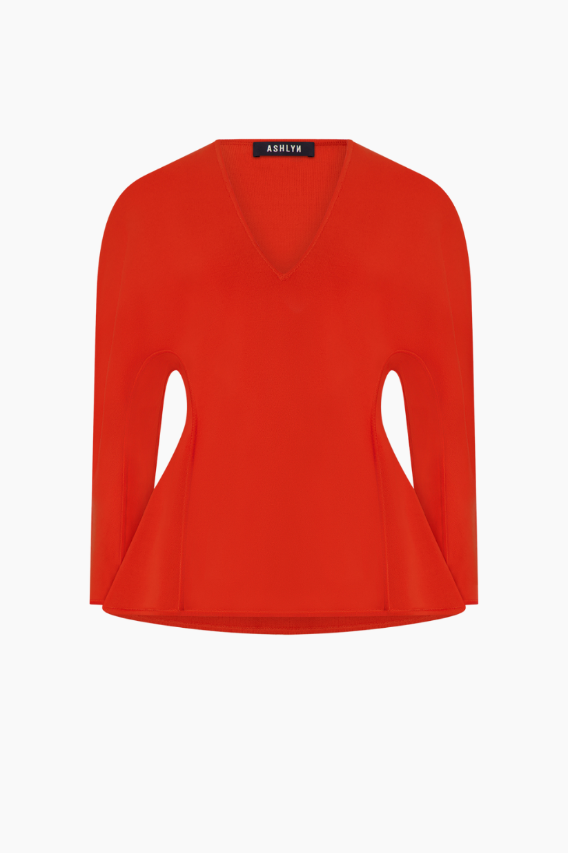 Henry Peplum Blouse - Persimmon