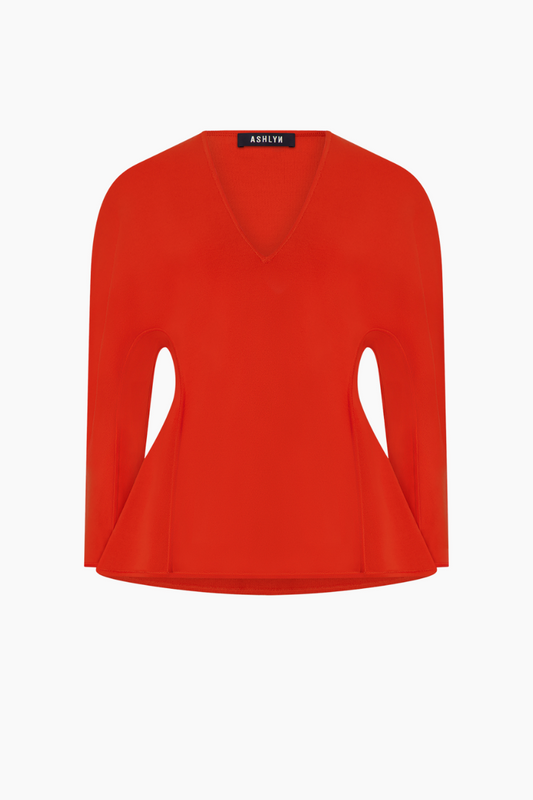 Henry Peplum Blouse - Persimmon