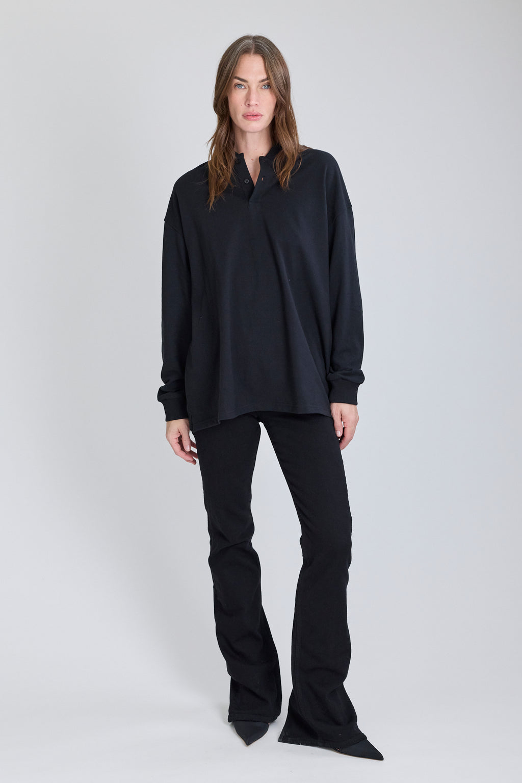 Flat Polo w/ Long Sleeves - Black