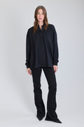 Flat Polo w/ Long Sleeves - Black