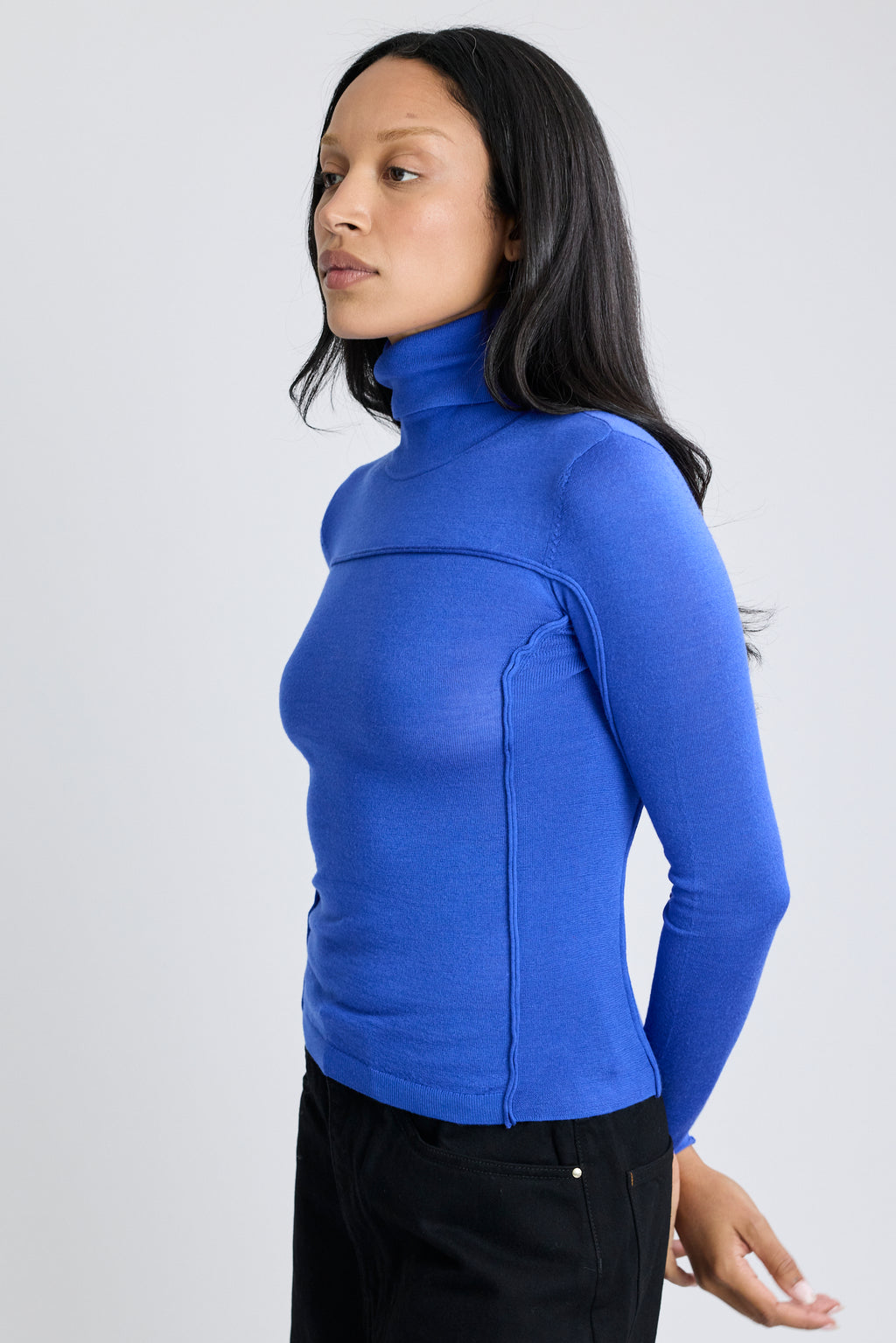 Silk Lightweight Turtleneck - Tanzanite