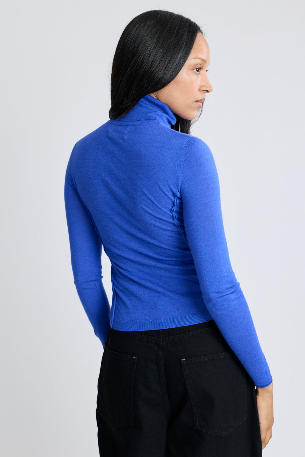 Silk Lightweight Turtleneck - Tanzanite