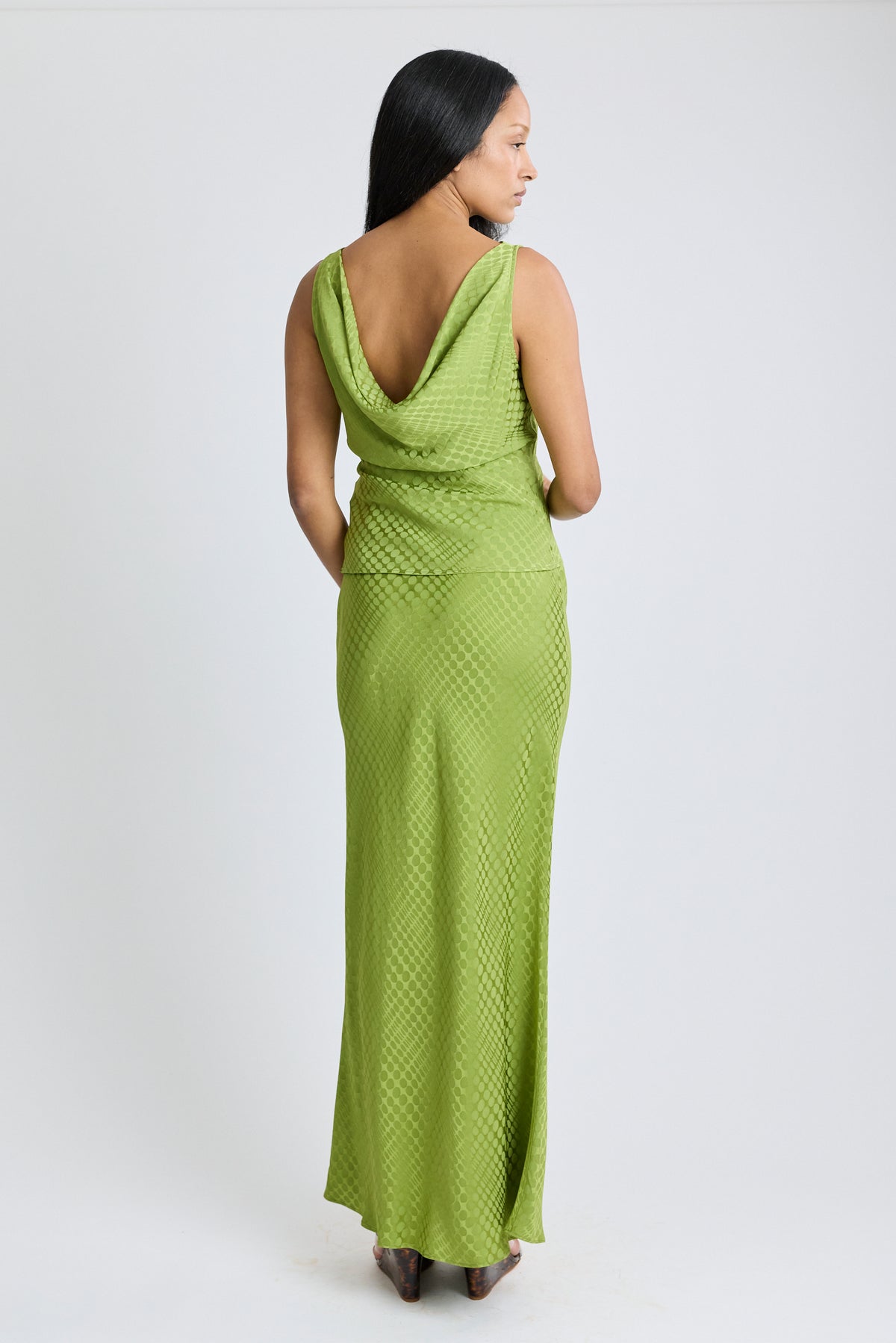 Wiggle Dot Jacquard Bias Maxi Skirt