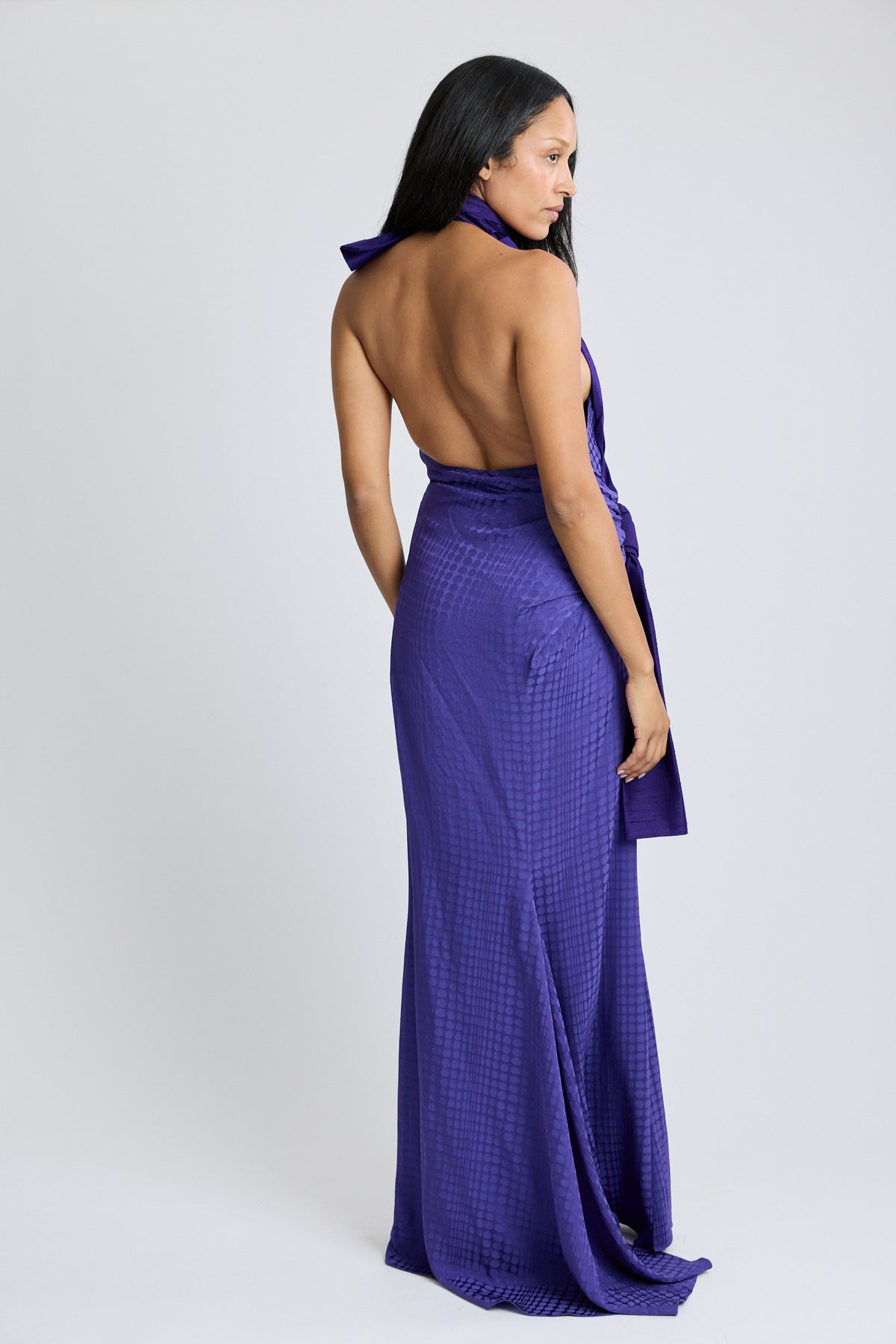 Wiggle Dot Jacquard Double Bow Gown