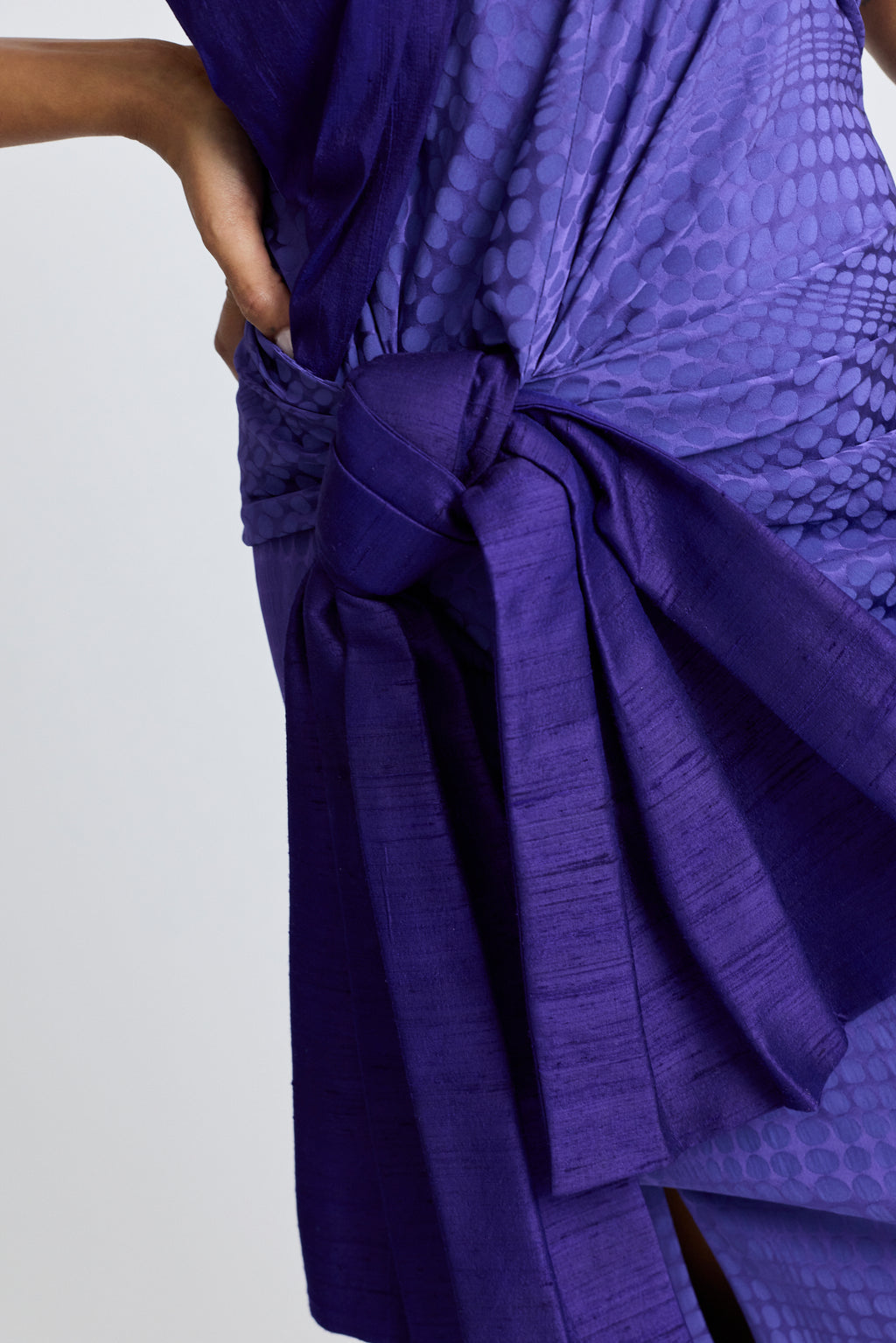 Wiggle Dot Jacquard Double Bow Gown