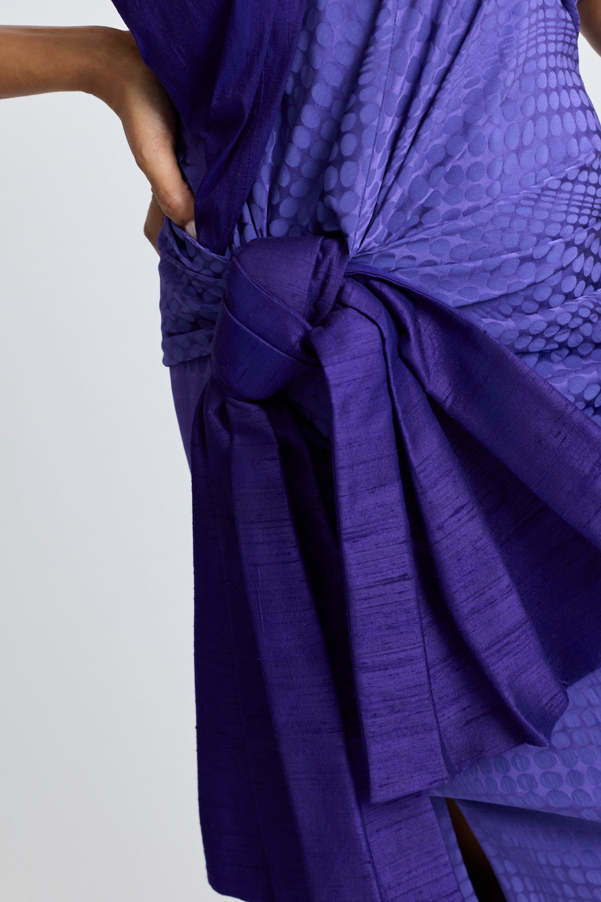Wiggle Dot Jacquard Double Bow Gown