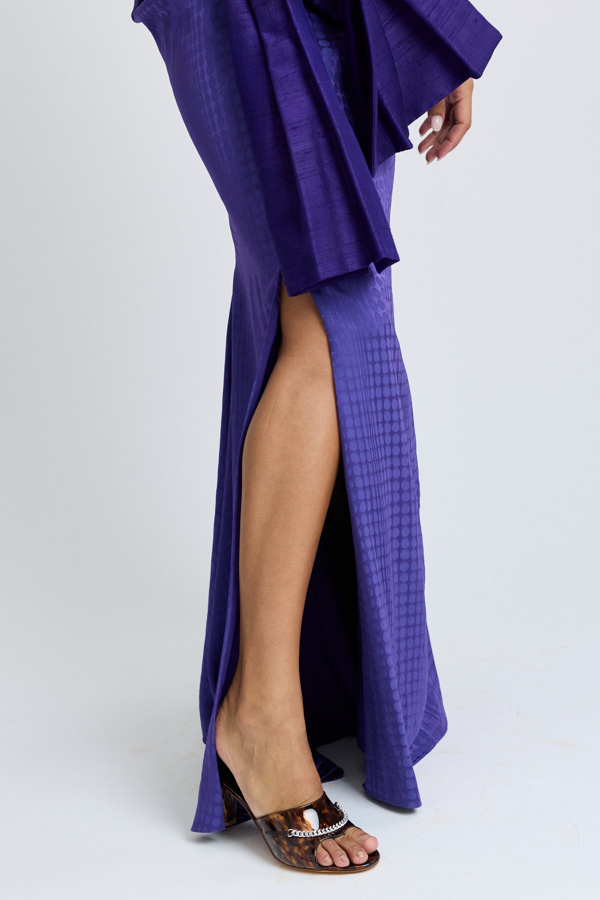 Wiggle Dot Jacquard Double Bow Gown