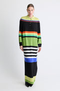 Silk Striped Polo Maxi Dress