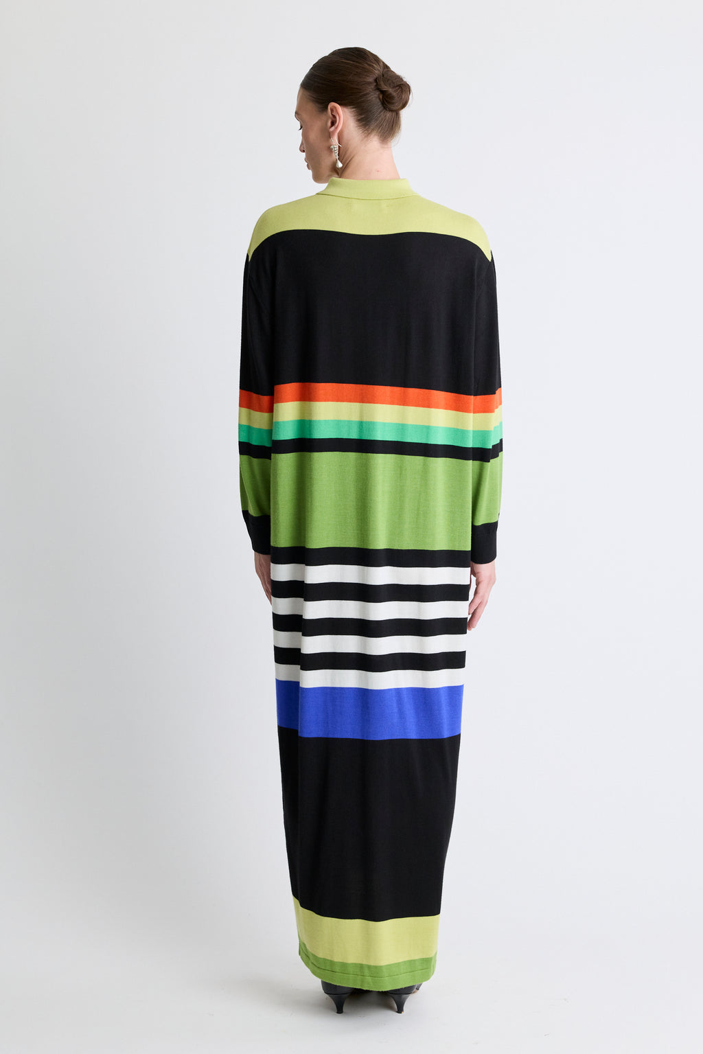 Silk Striped Polo Maxi Dress