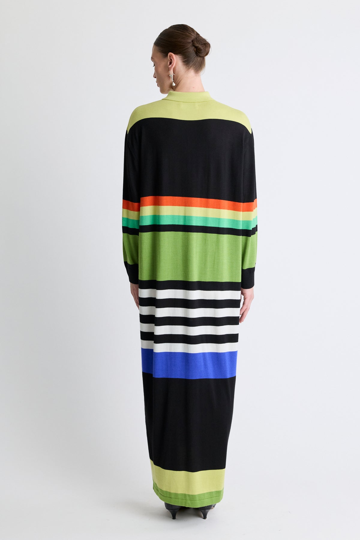 Silk Striped Polo Maxi Dress