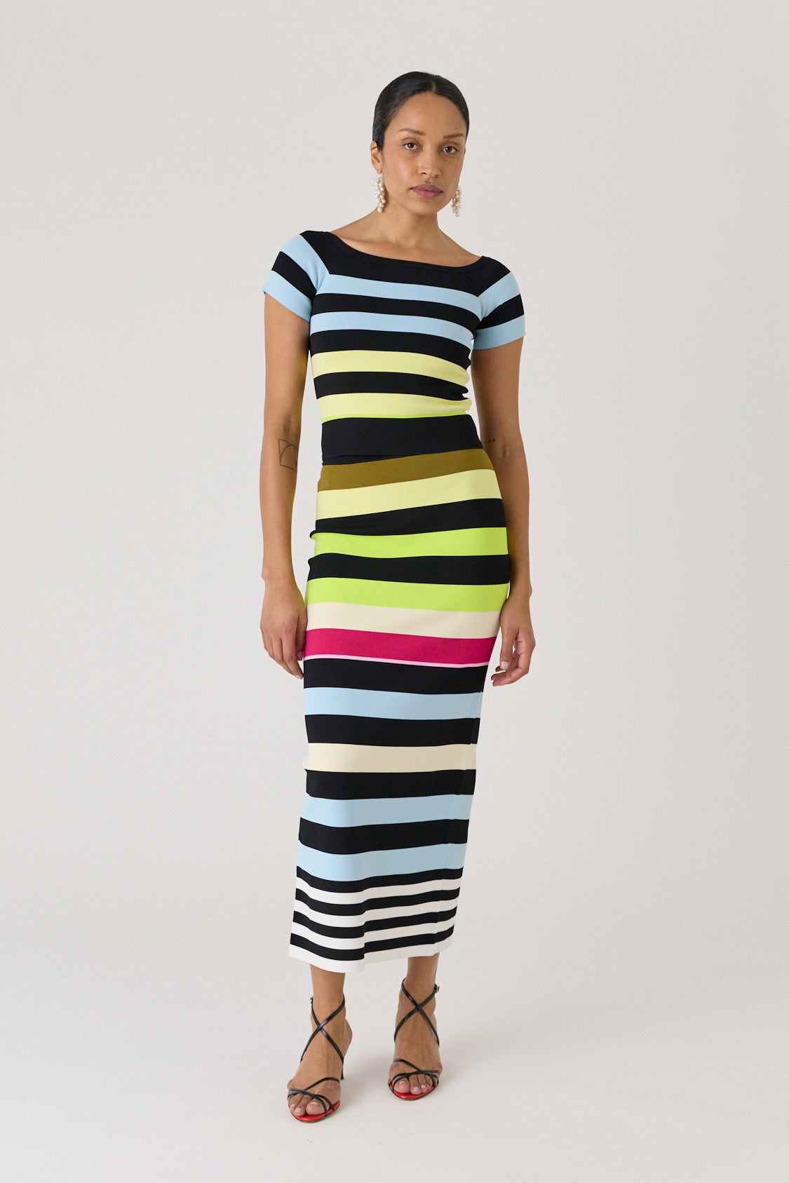 Striped Bodycon Maxi Skirt