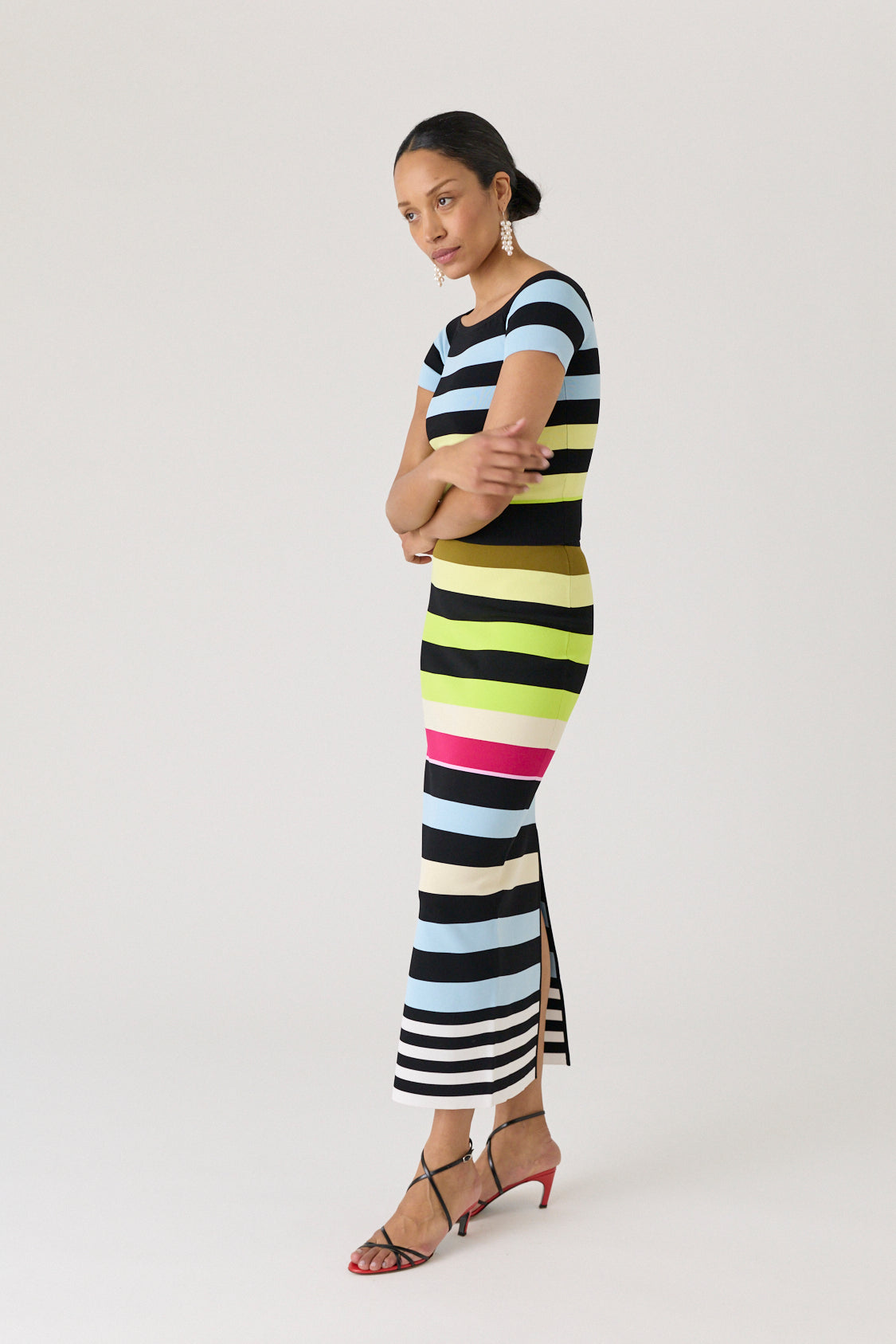 Striped Bodycon Maxi Skirt