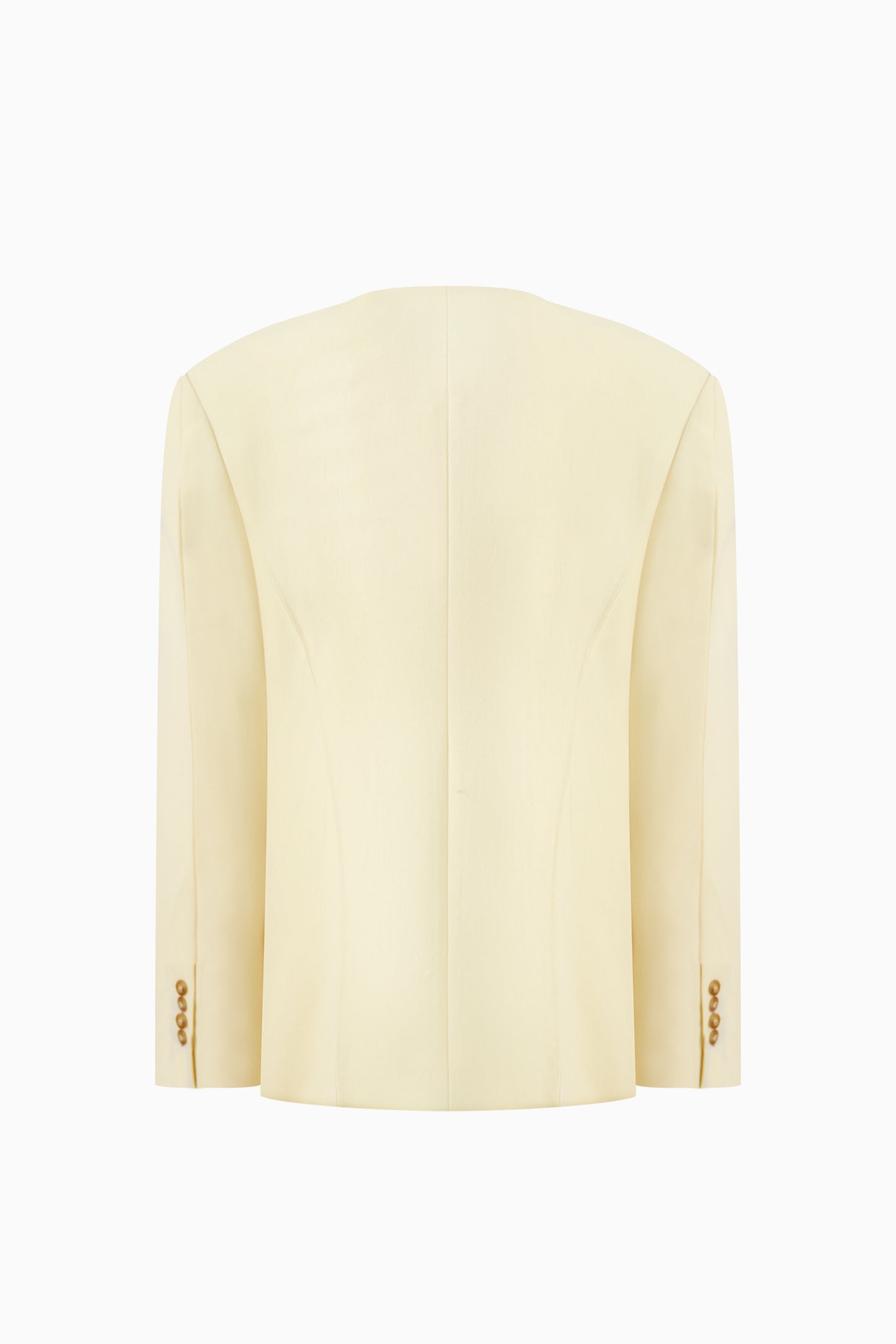 Collarless Single Jacket - Butter Beige