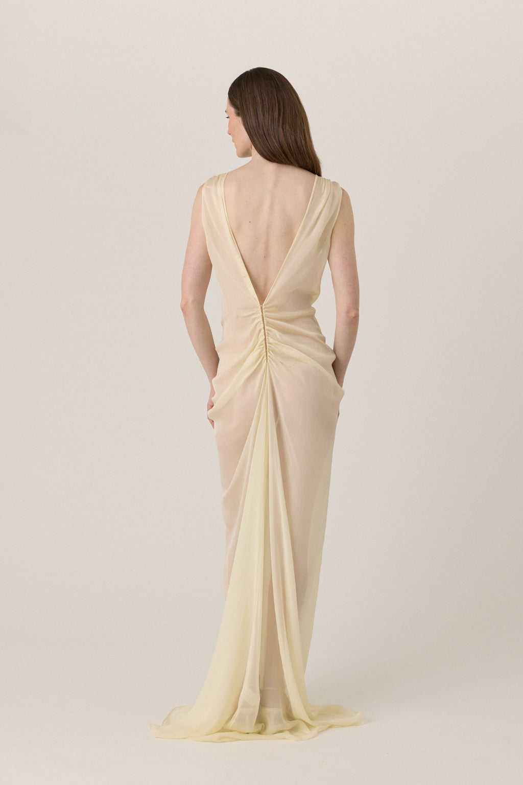 Gathered Chiffon Dress - Antique Ivory