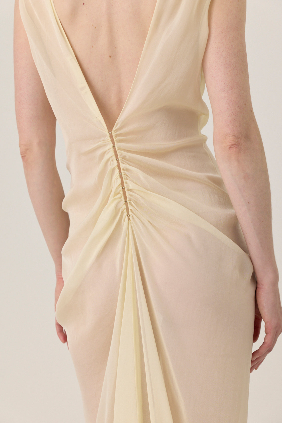 Gathered Chiffon Dress - Antique Ivory