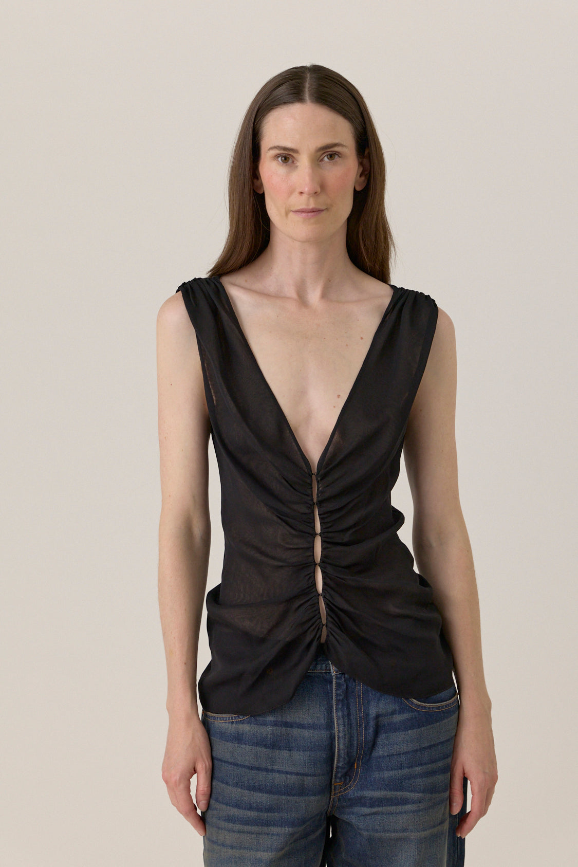 Gathered Chiffon Top