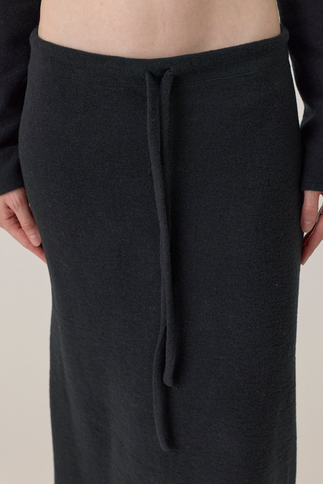 Drawstring Wool Skirt